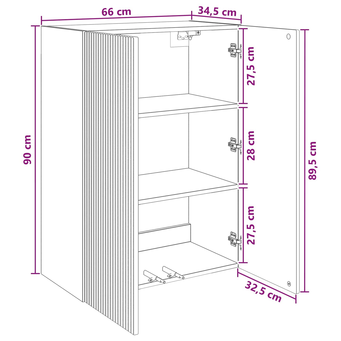 Wall-Mounted Cabinet 66 x 34.5 x 90 cm Engineered Wood
