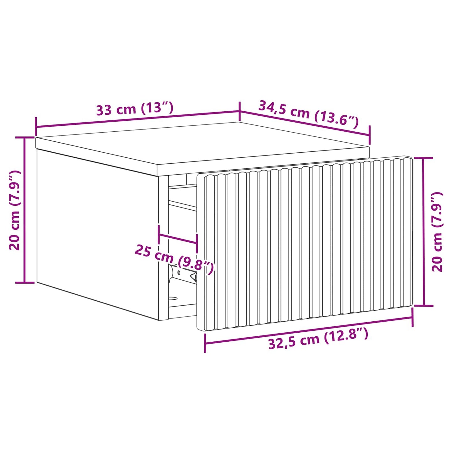 Wall-Mounted Bedside Cabinet 2 pcs Sonoma Oak 33 x 34.5 x 20 cm