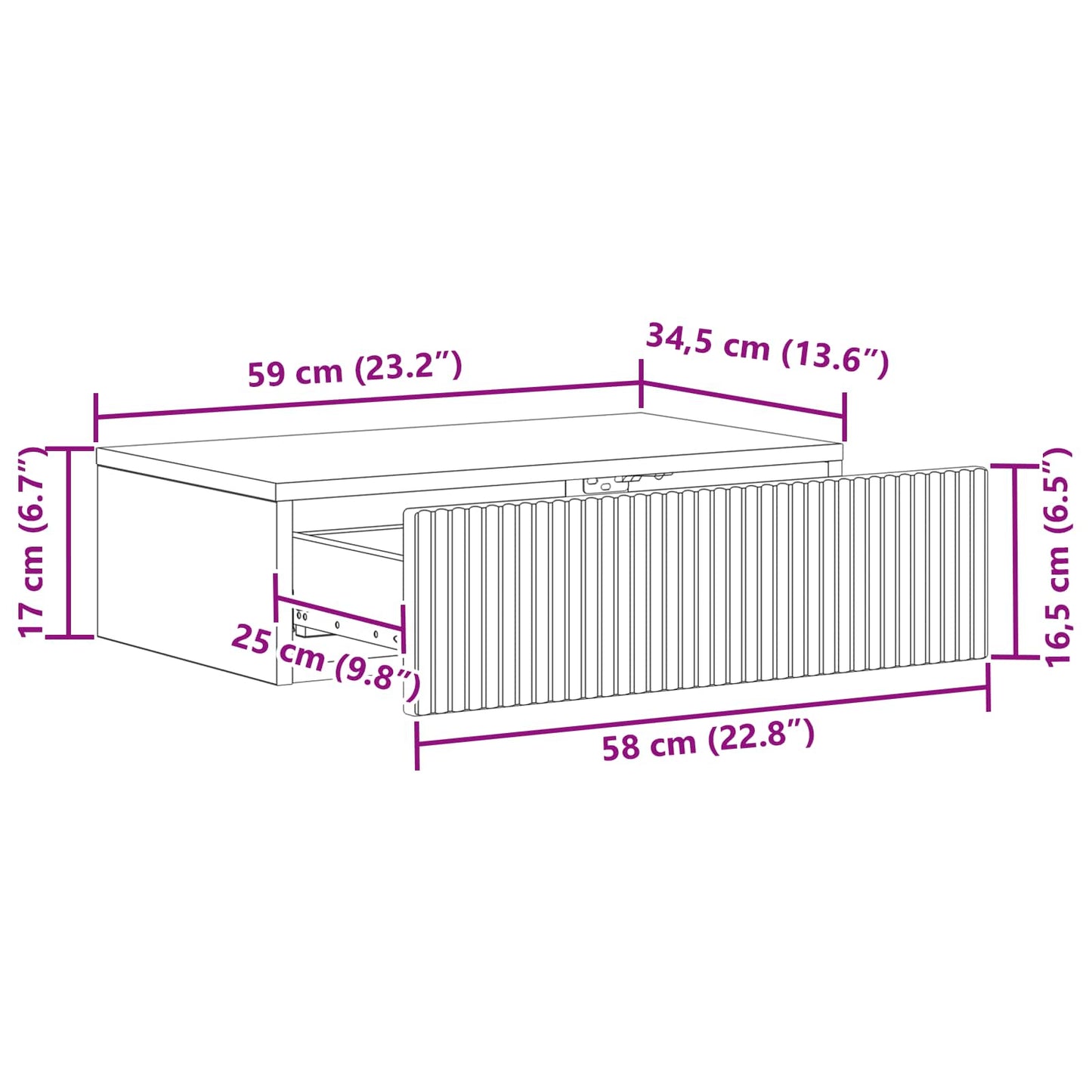 Wall-Mounted Side Table 59 x 34.5 x 17 cm Engineered Wood