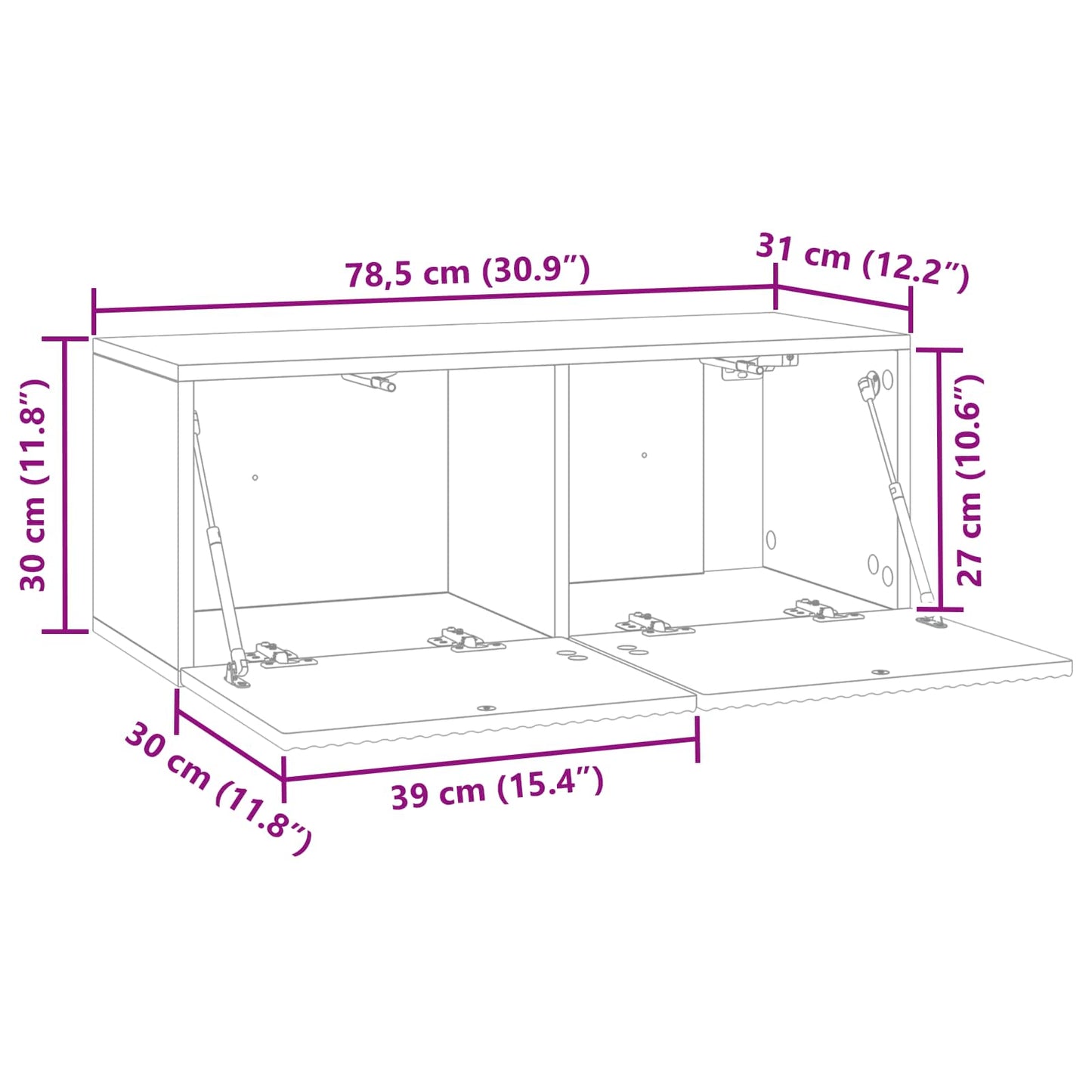 Wall-Mounted TV Cabinet Wall-mounted Old Wood 78.5 x 31 x 30 cm