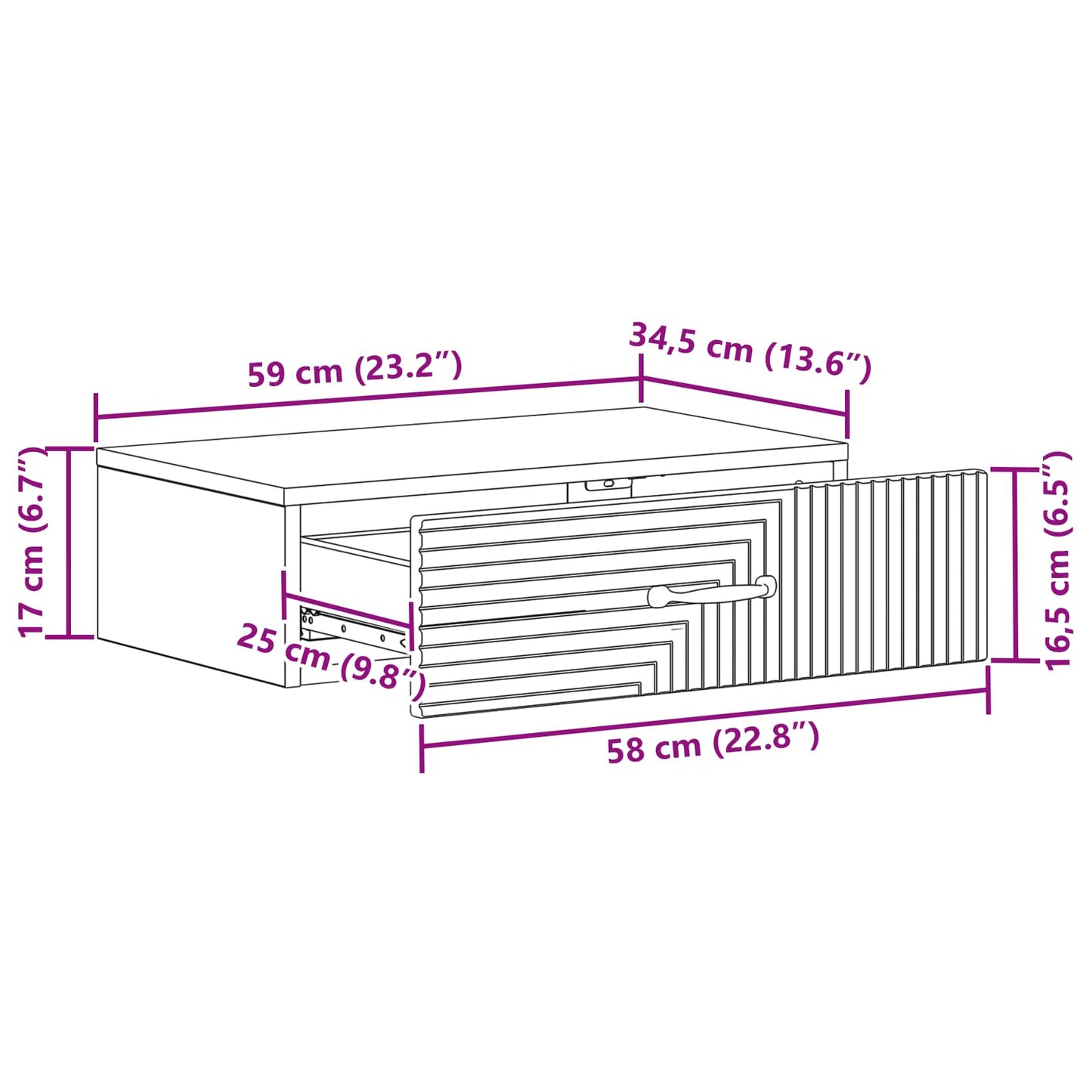 Wall-Mounted Side Table 59 x 34.5 x 17 cm Engineered Wood