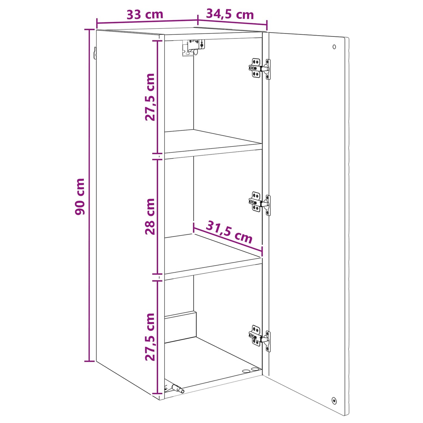 Wall-Mounted Cabinet Smoked Oak 33 x 34.5 x 90 cm
