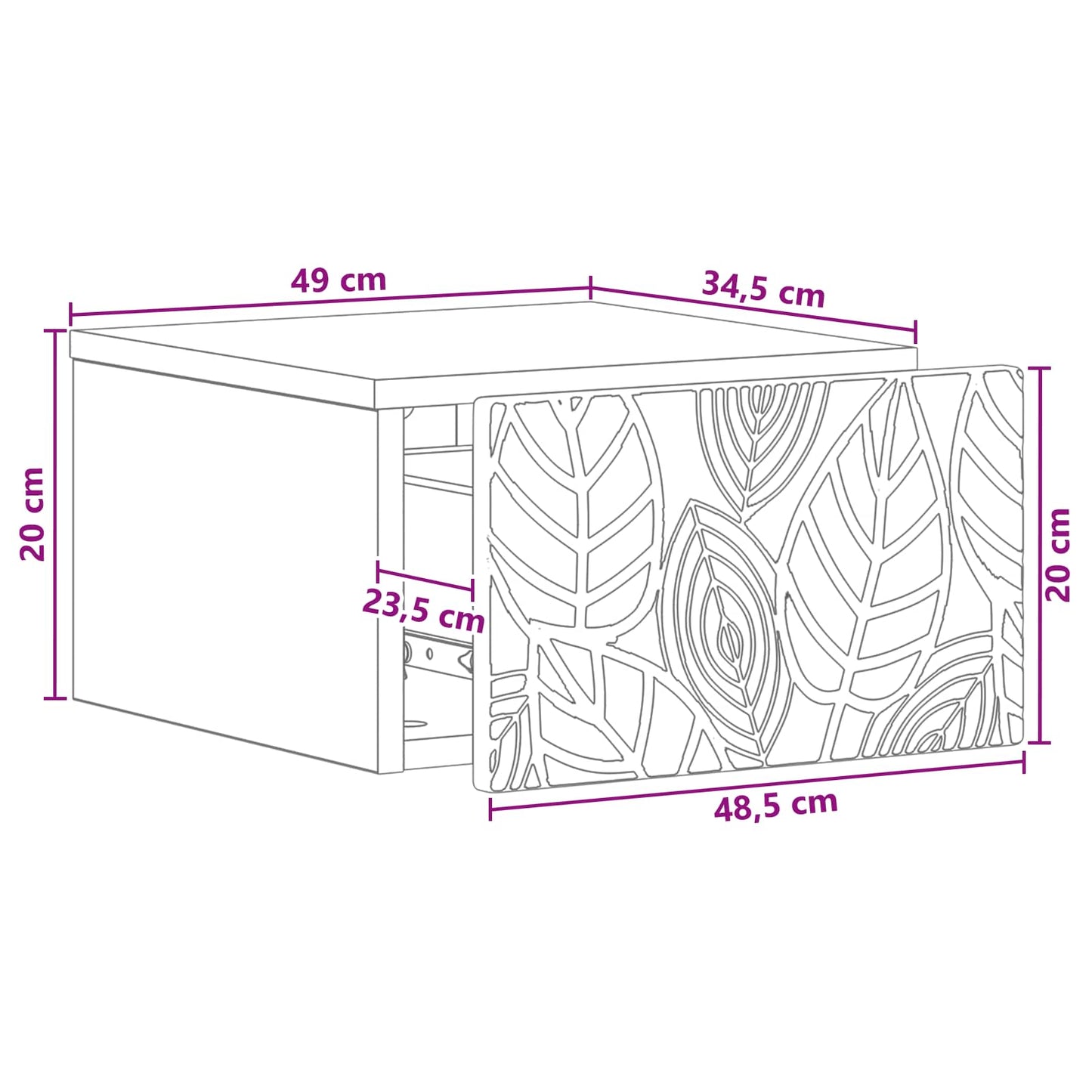 Wall-Mounted Bedside Cabinet Smoked Oak 49 x 34.5 x 20 cm
