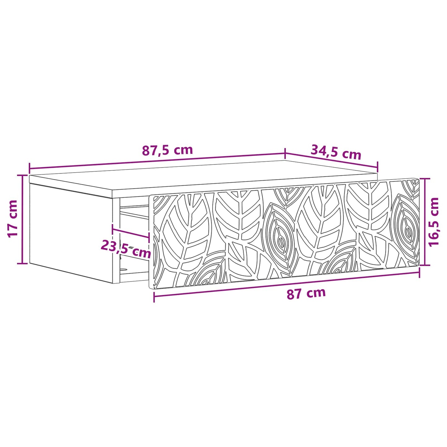 Wall-Mounted Side Table Sonoma Oak 87.5 x 34.5 x 17 cm