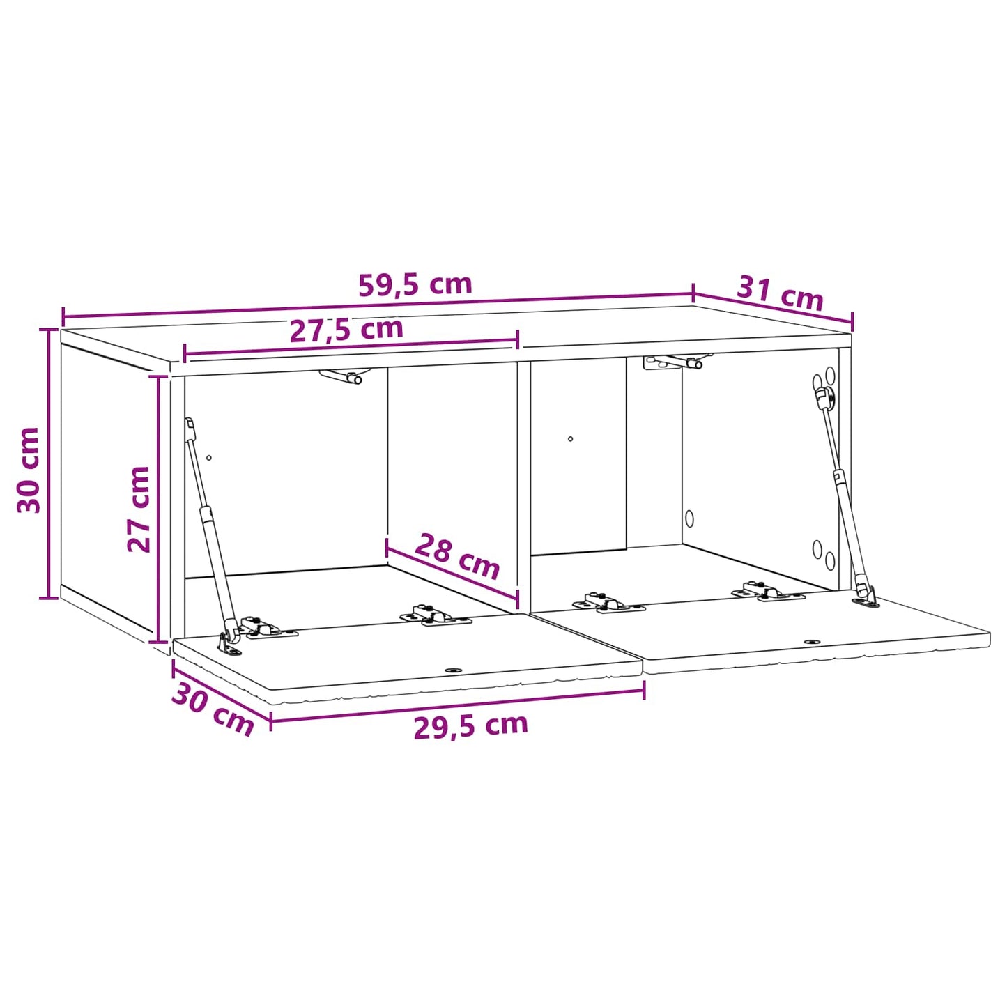 Wall-Mounted TV Cabinet 59.5 x 31 cm Black Engineered Wood