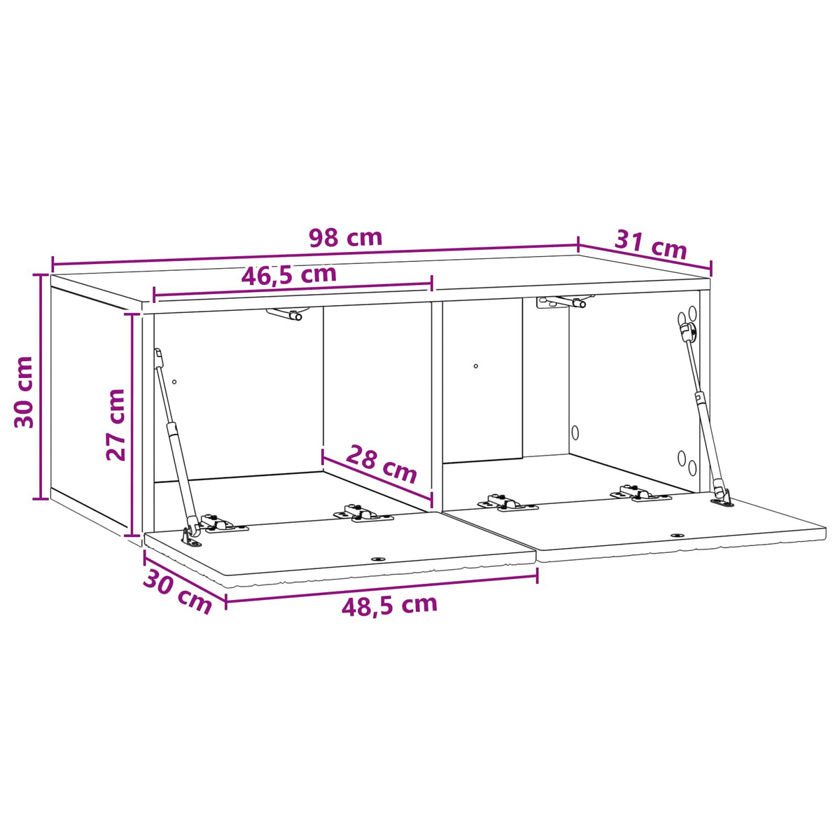 Wall-Mounted TV Cabinet 98 x 31 cm High Gloss White