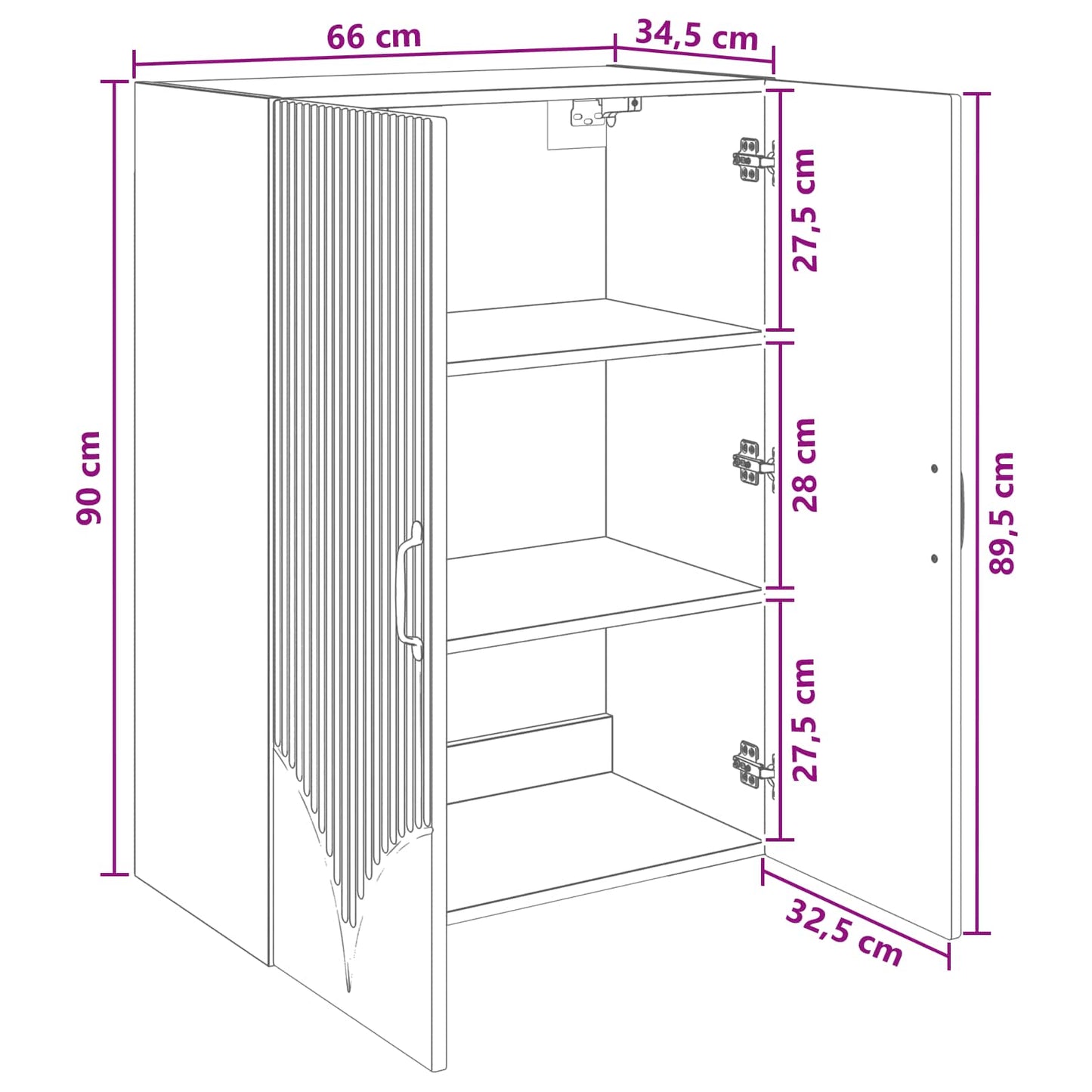 Wall-Mounted Cabinet High Gloss White 66 x 34.5 x 90 cm