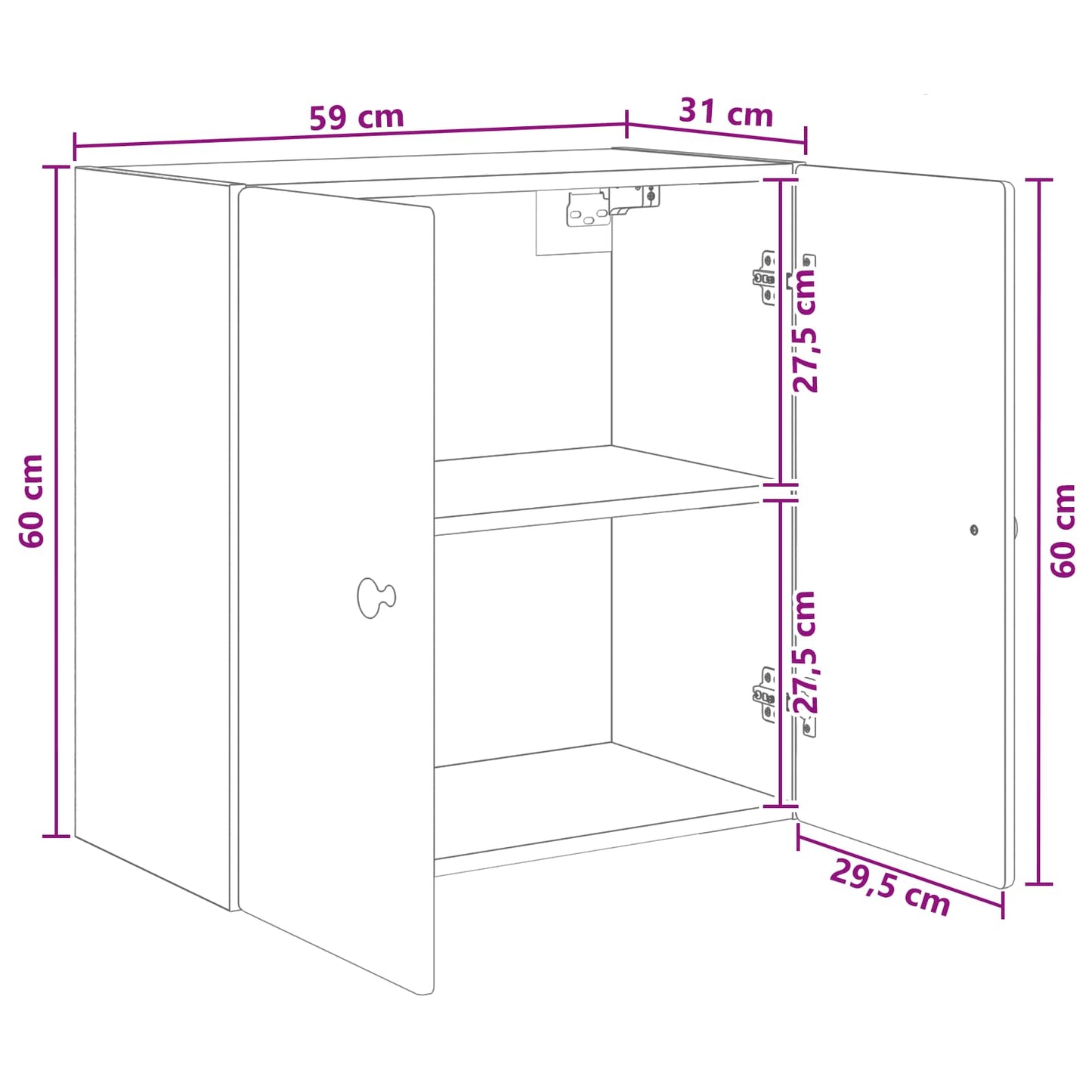 Wall-Mounted Cabinet High Gloss White 59 x 31 x 60 cm