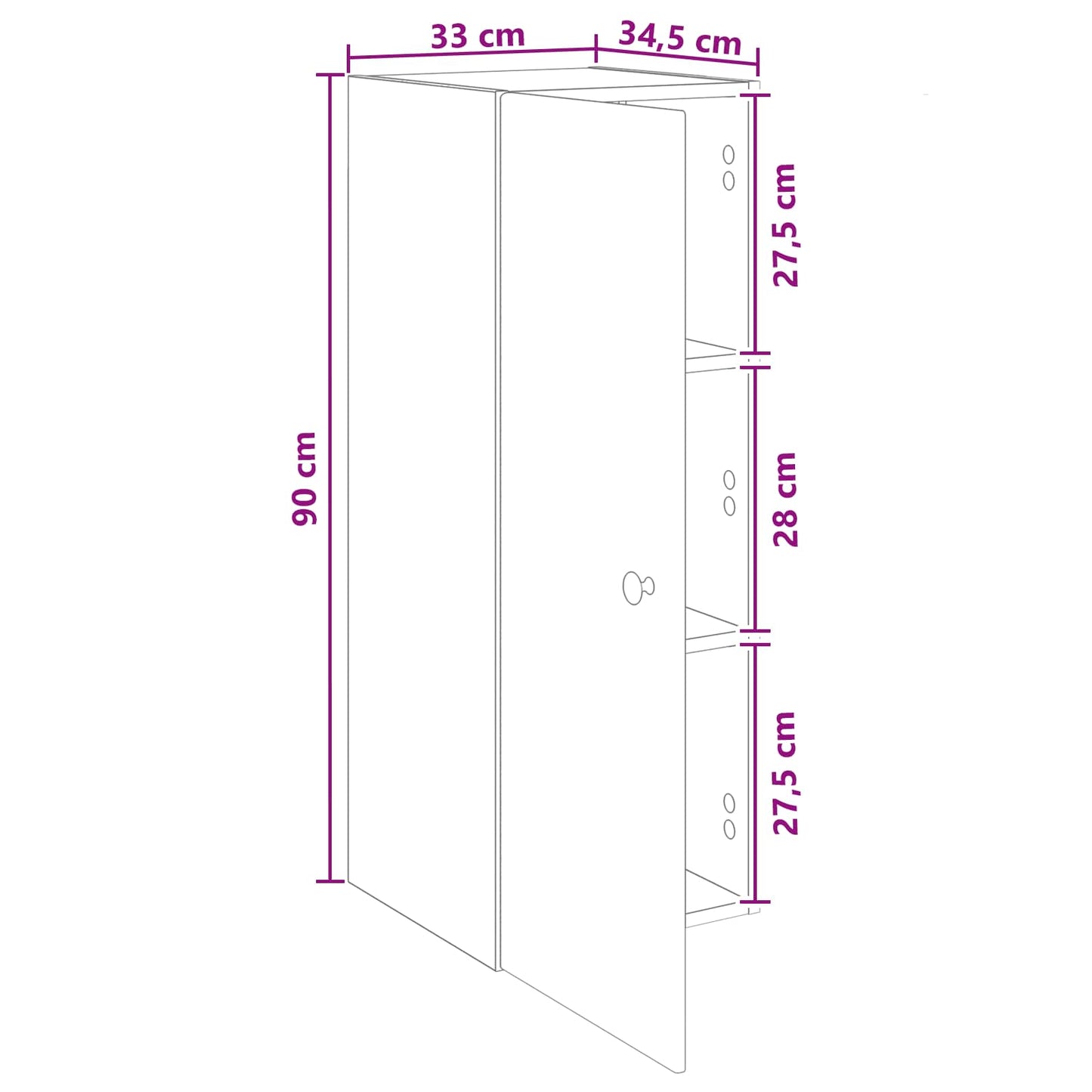 Wall-Mounted Cabinet Grey Sonoma 33 x 34.5 x 90 cm