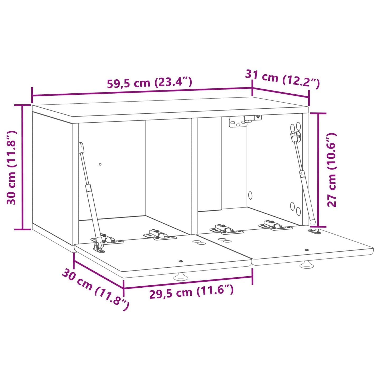 Wall-Mounted TV Cabinet 59.5 x 31 x 30 cm Old Wood