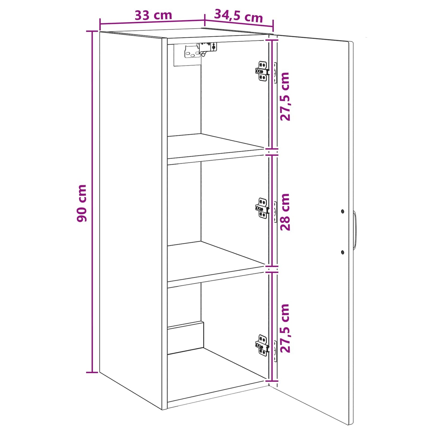 Wall-Mounted Cabinet Smoked Oak 33 x 34.5 x 90 cm