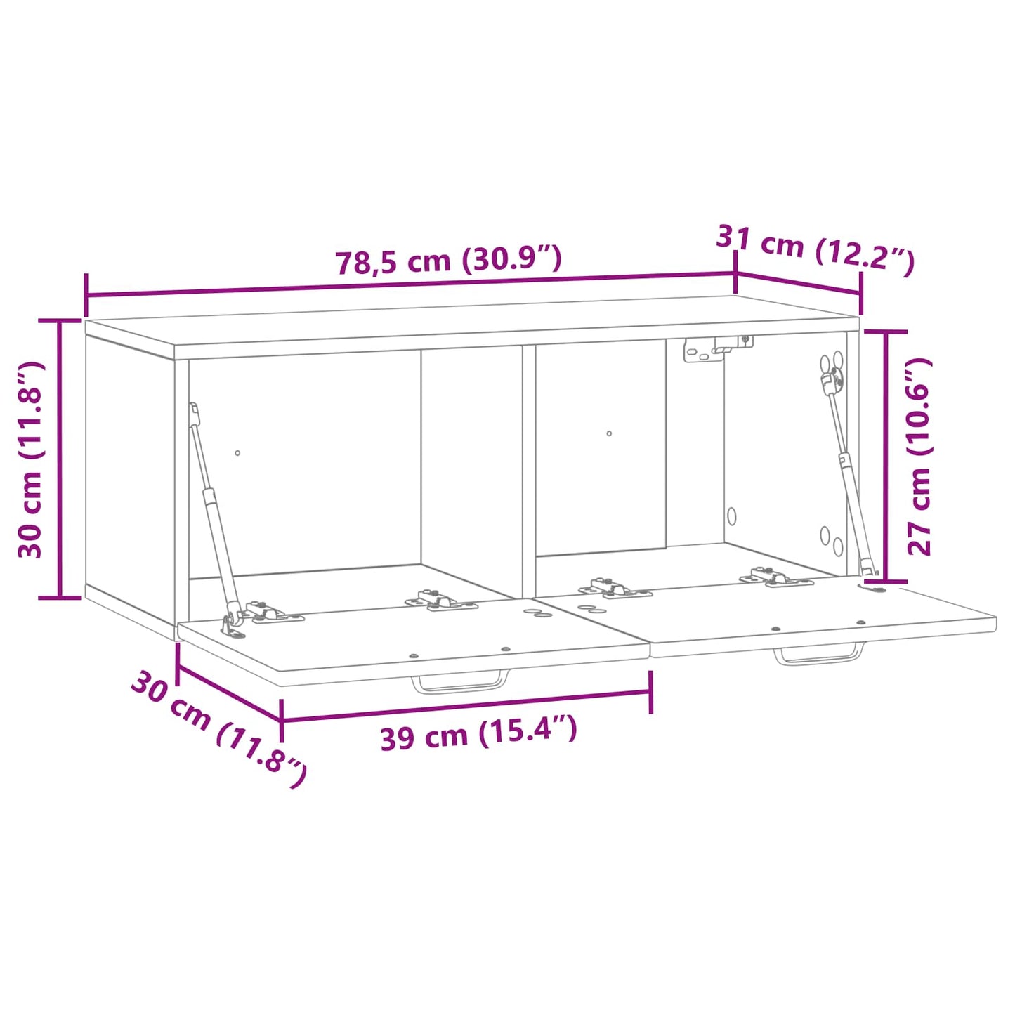 Wall-Mounted TV Cabinet Wall-mounted Old Wood 78.5 x 31 x 30 cm