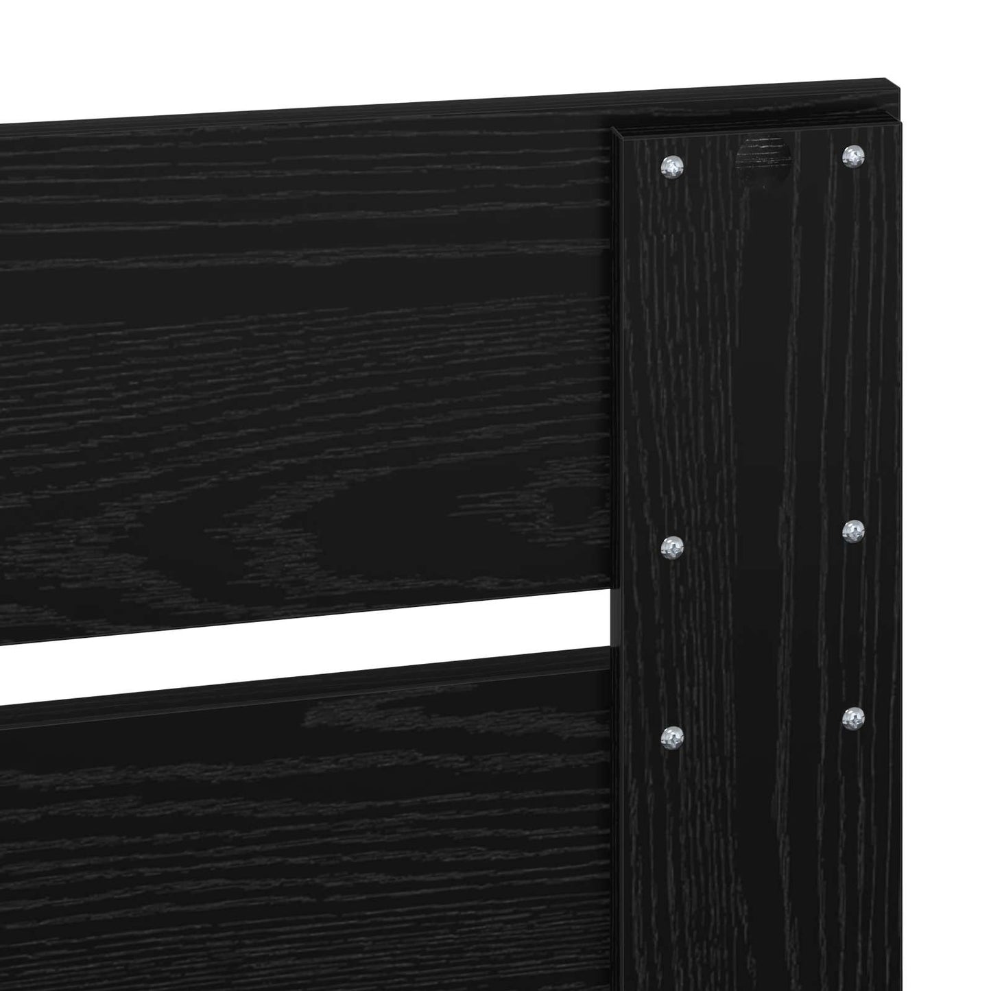 Bed Frame with Headboard Black 200 x 200 cm Solid Pine Wood