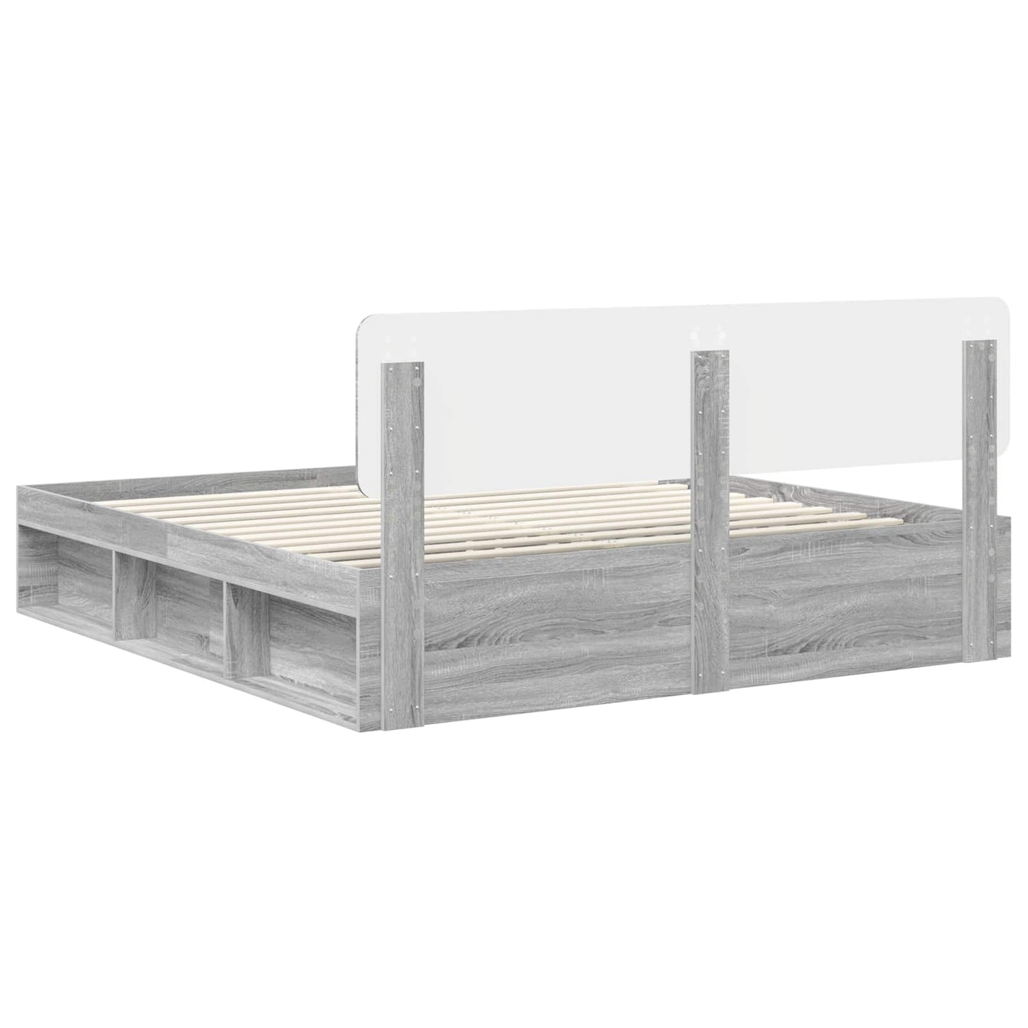 Bed Frame Grey Sonoma 180 x 200 cm Solid Pine Wood