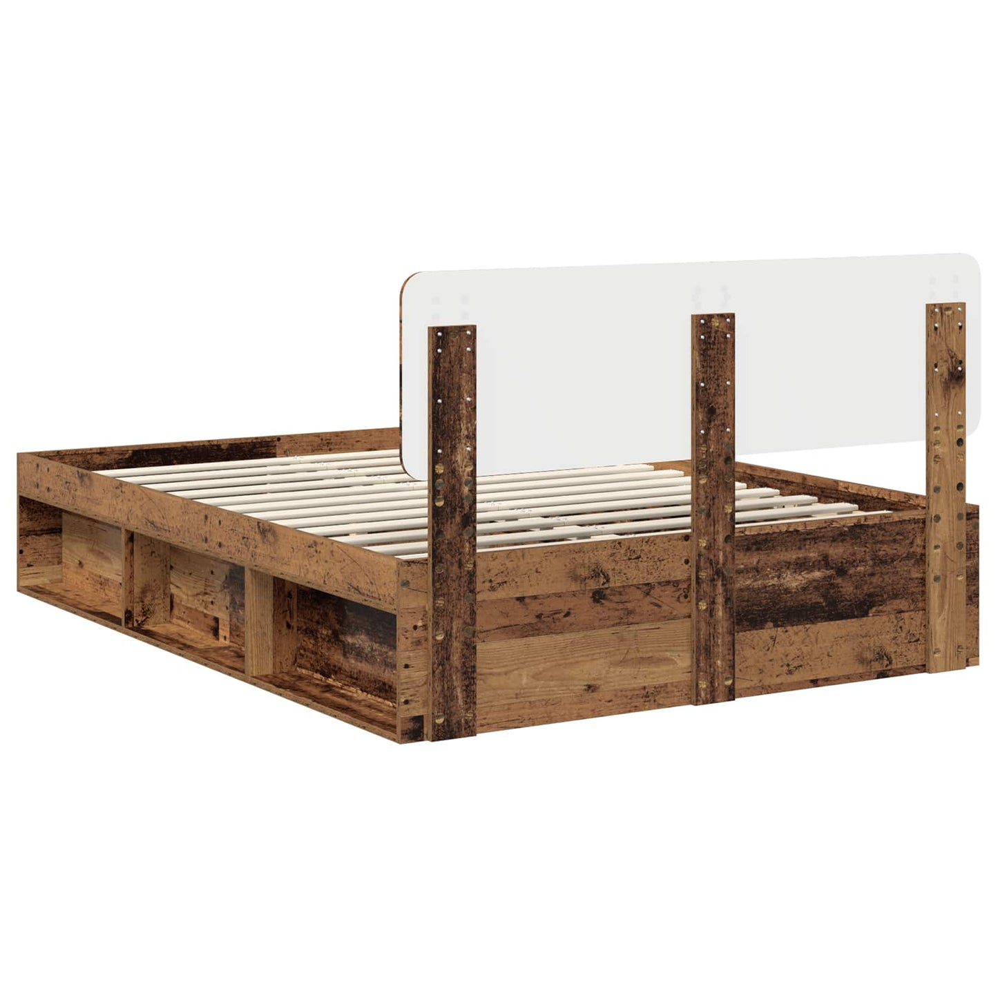 Bed Frame with Headboard Old Wood 150 x 200 cm Solid Pine Wood