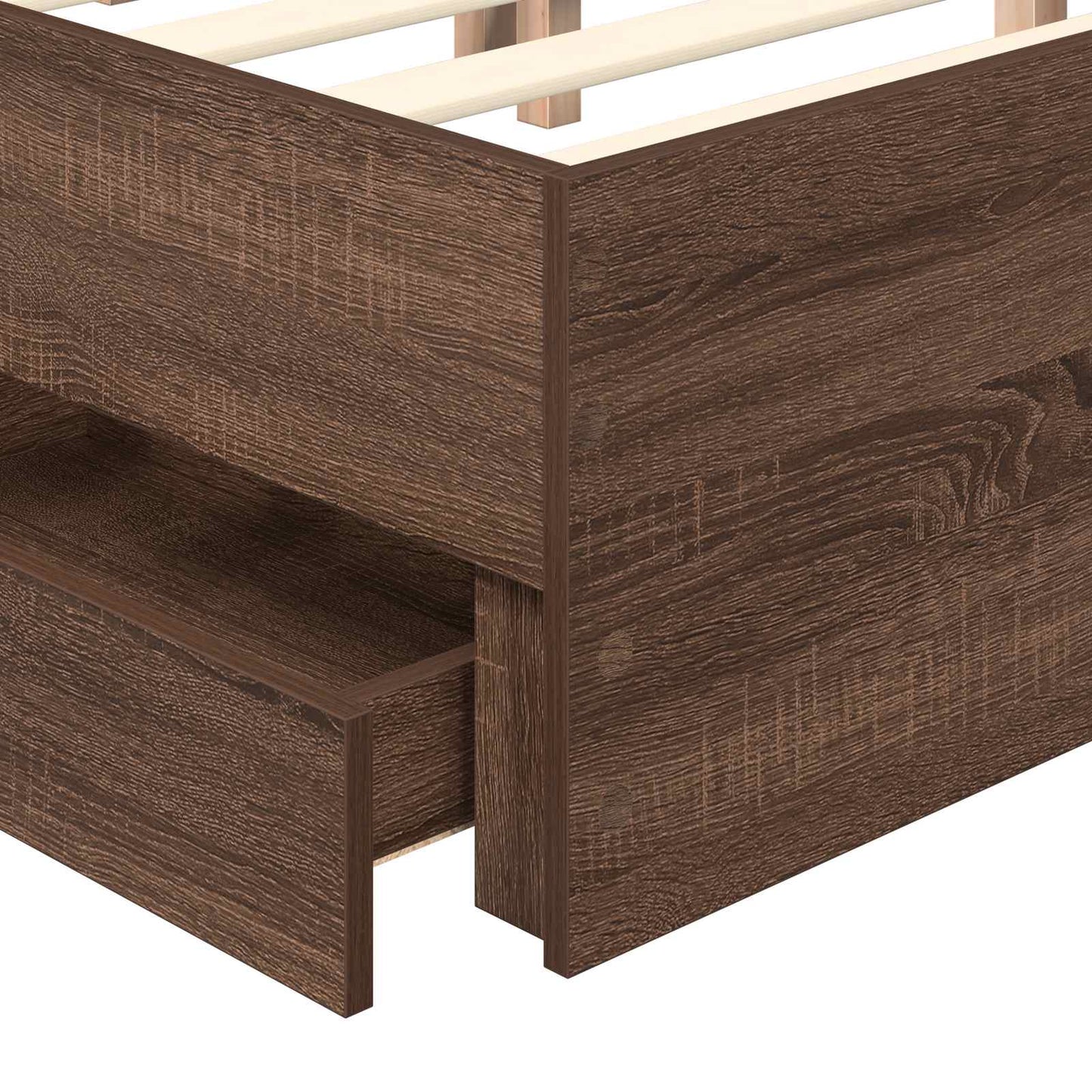 Bed Frame with Drawer Brown Oak 150 x 200 cm Engineered Wood