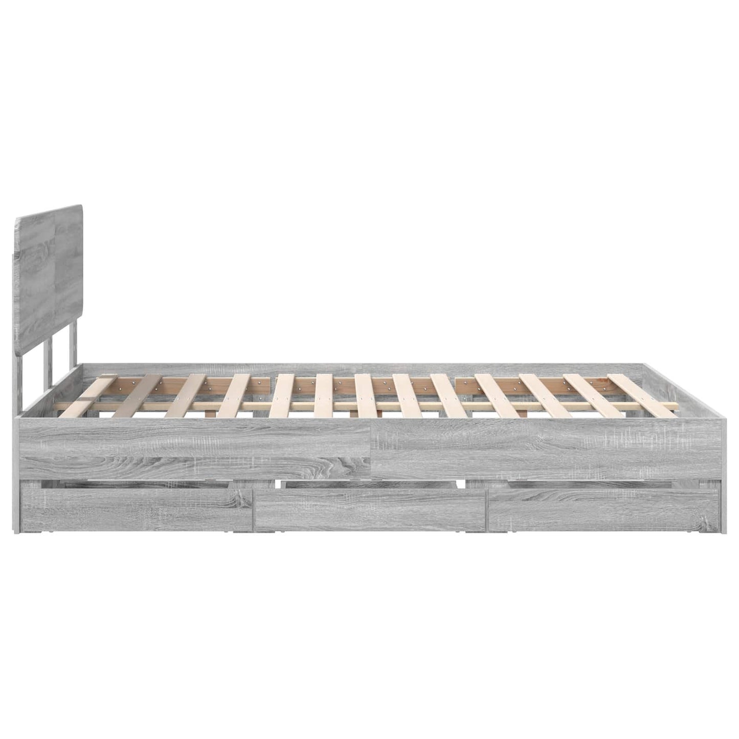 Bed Frame with Drawer Grey Sonoma 140 x 200 cm Engineered Wood