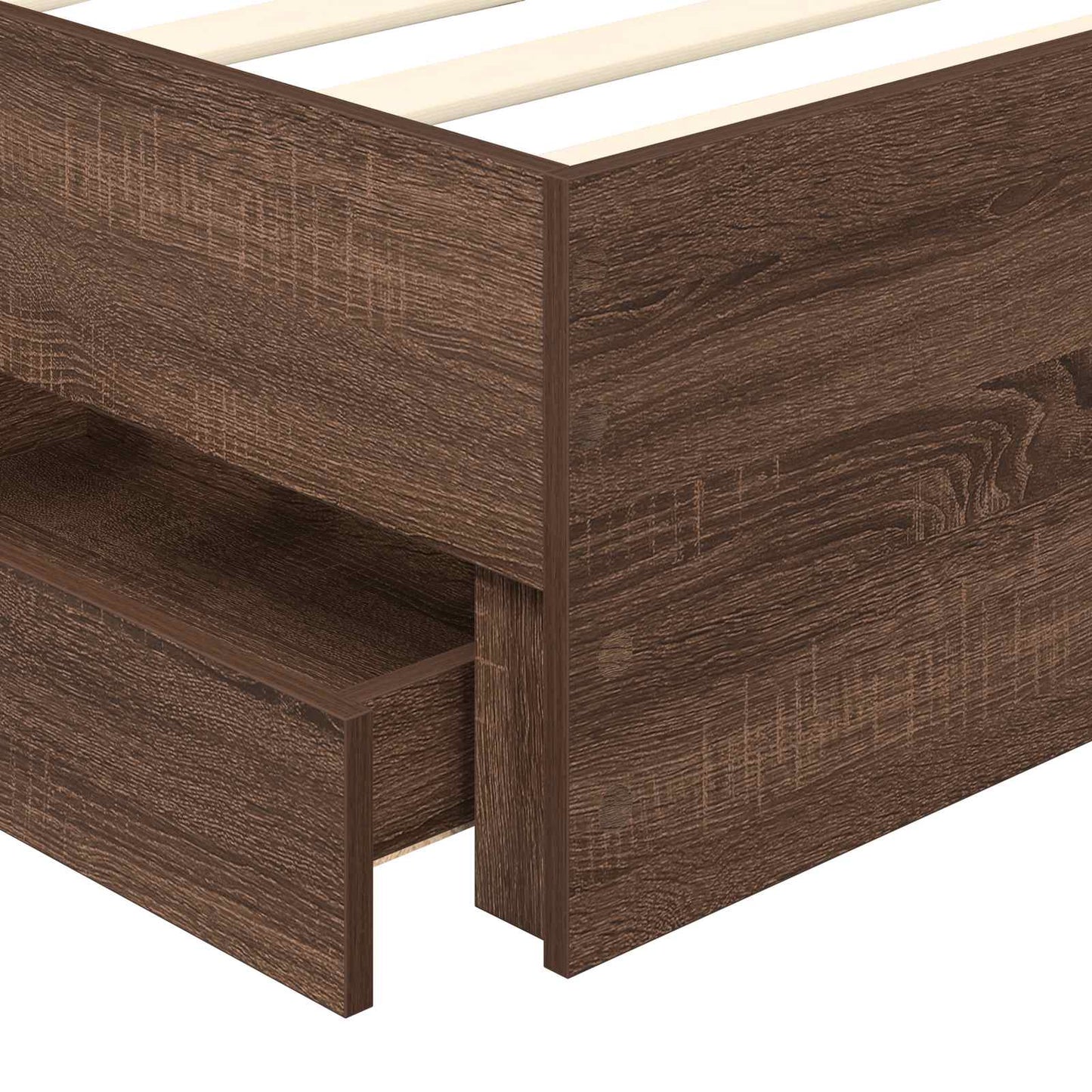 Bed Frame with Drawer Brown Oak 90 x 200 cm Engineered Wood