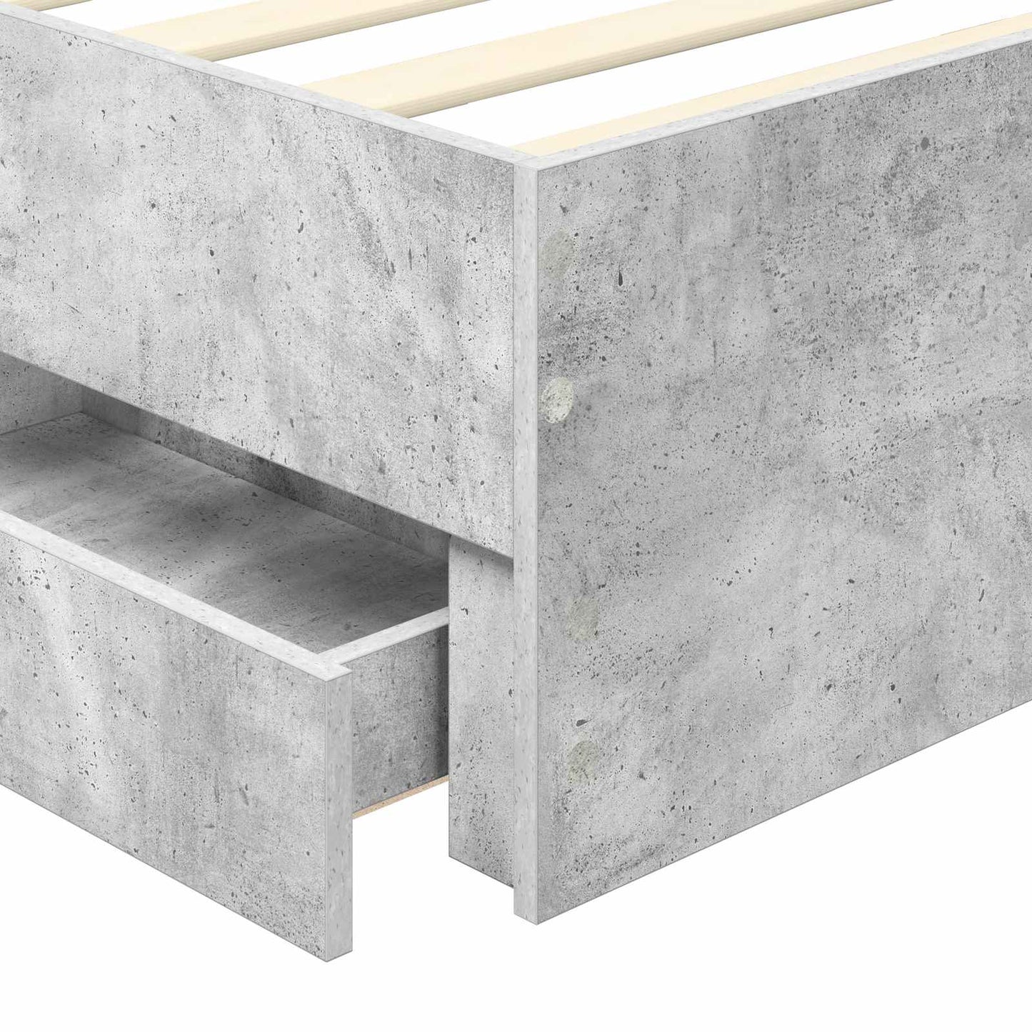 Bed Frame with Drawer Concrete Grey 75 x 190 cm Engineered Wood