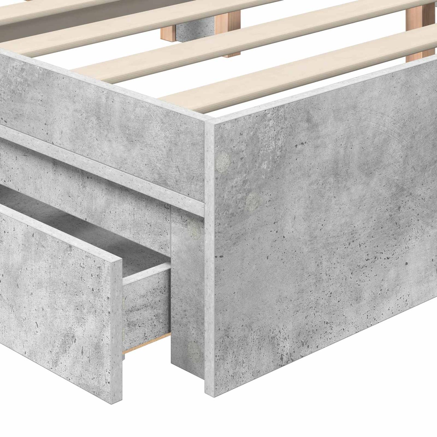 Storage Bed Concrete Grey 135 x 190 cm Engineered Wood