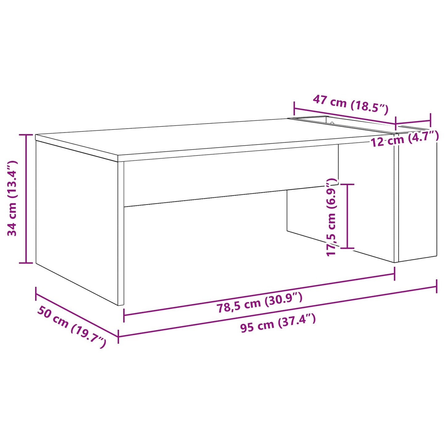 Coffee Table Black Oak 95 x 50 x 34 cm Engineered Wood