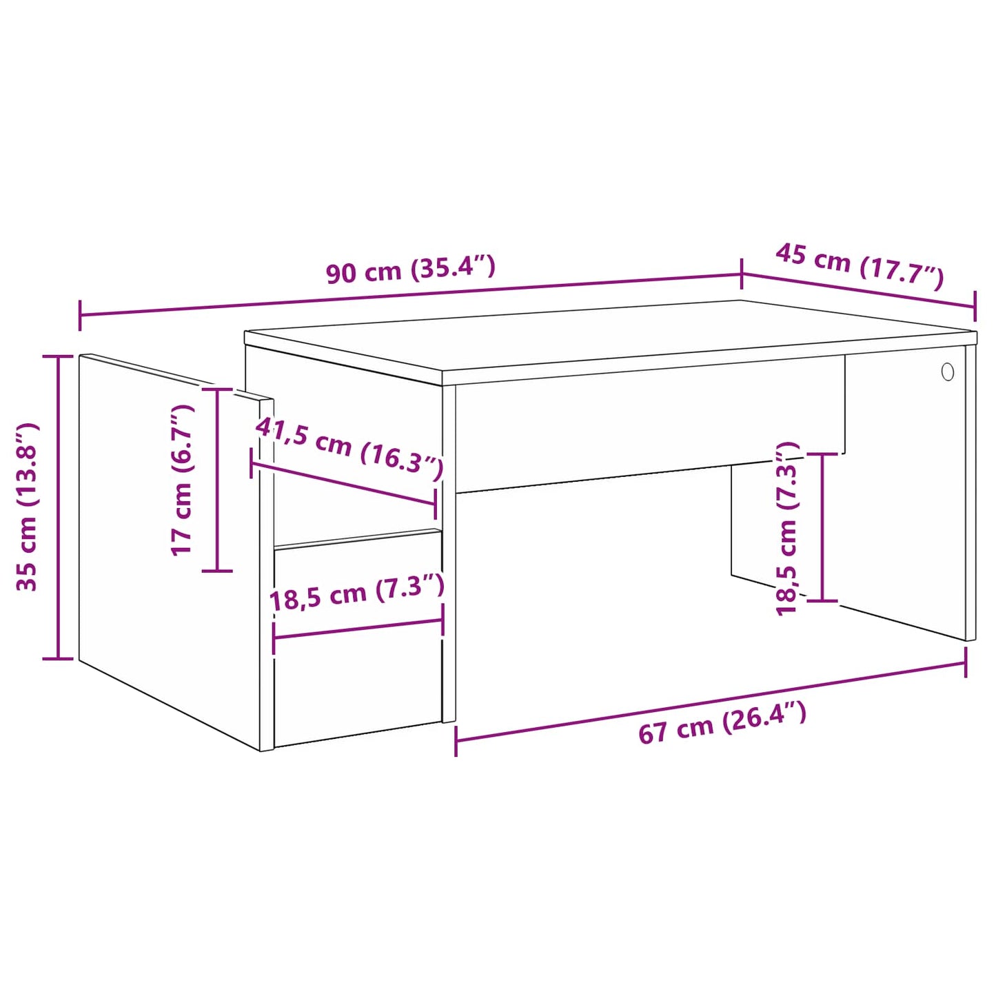 Coffee Table Smoked Oak 90 x 45 x 35 cm Engineered Wood