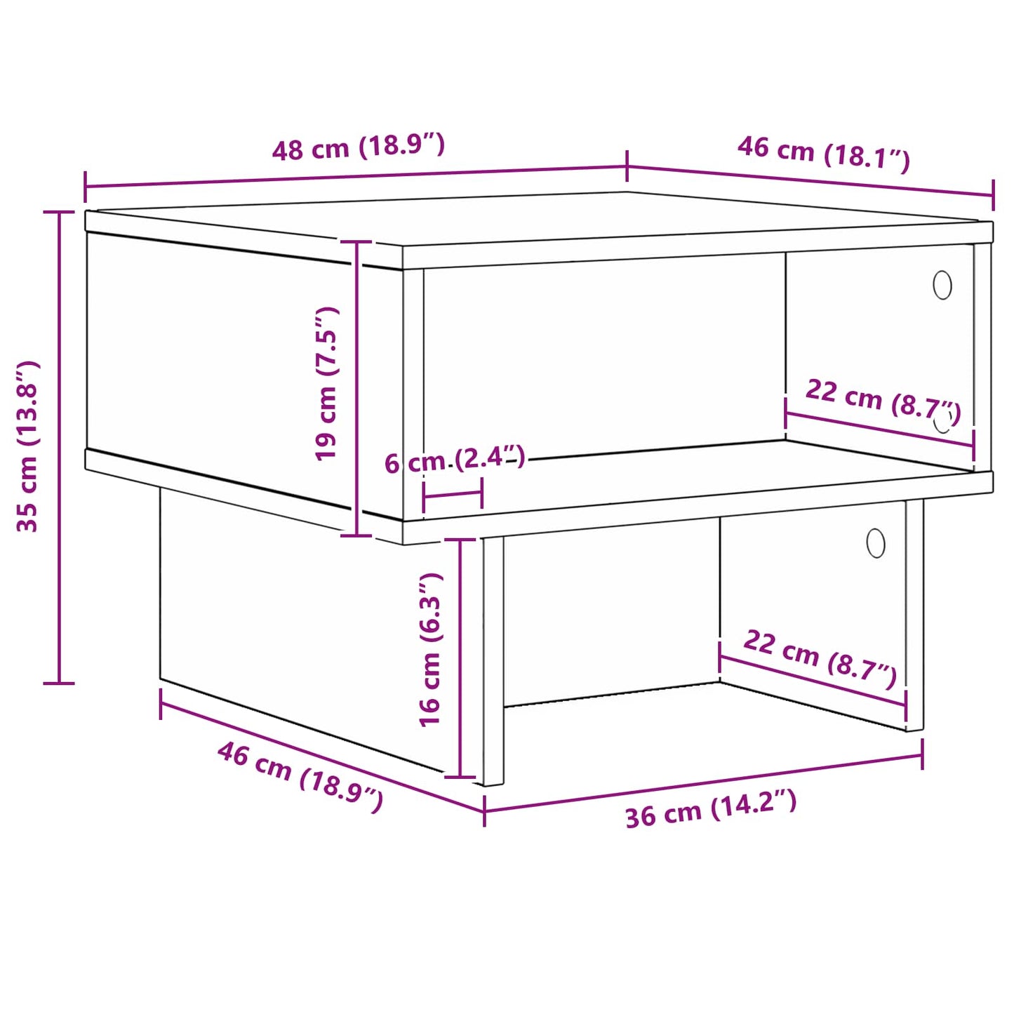 Coffee Table Smoked Oak 48 x 46 x 35 cm Engineered Wood