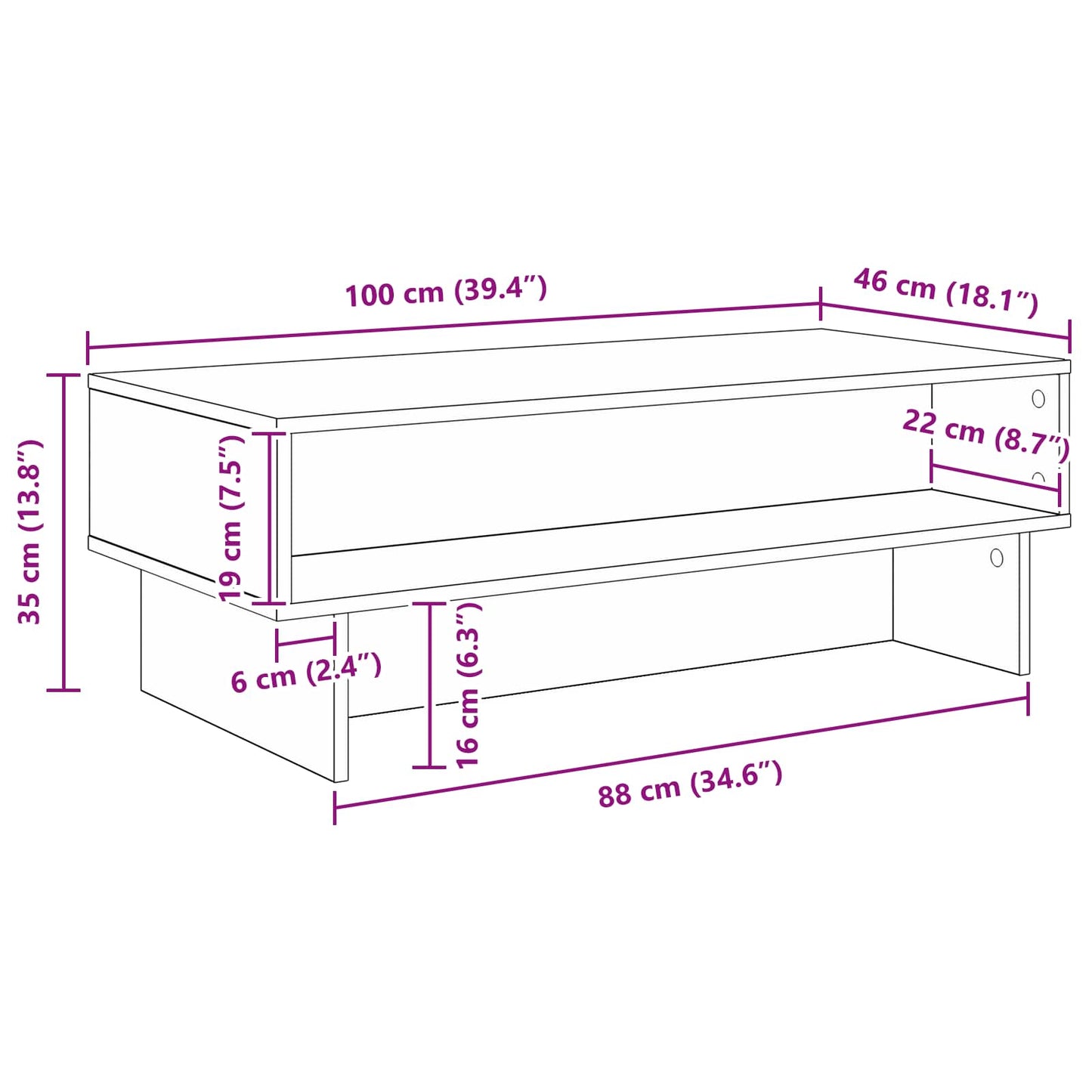 Coffee Table Concrete Grey 100 x 46 x 35 cm Engineered Wood