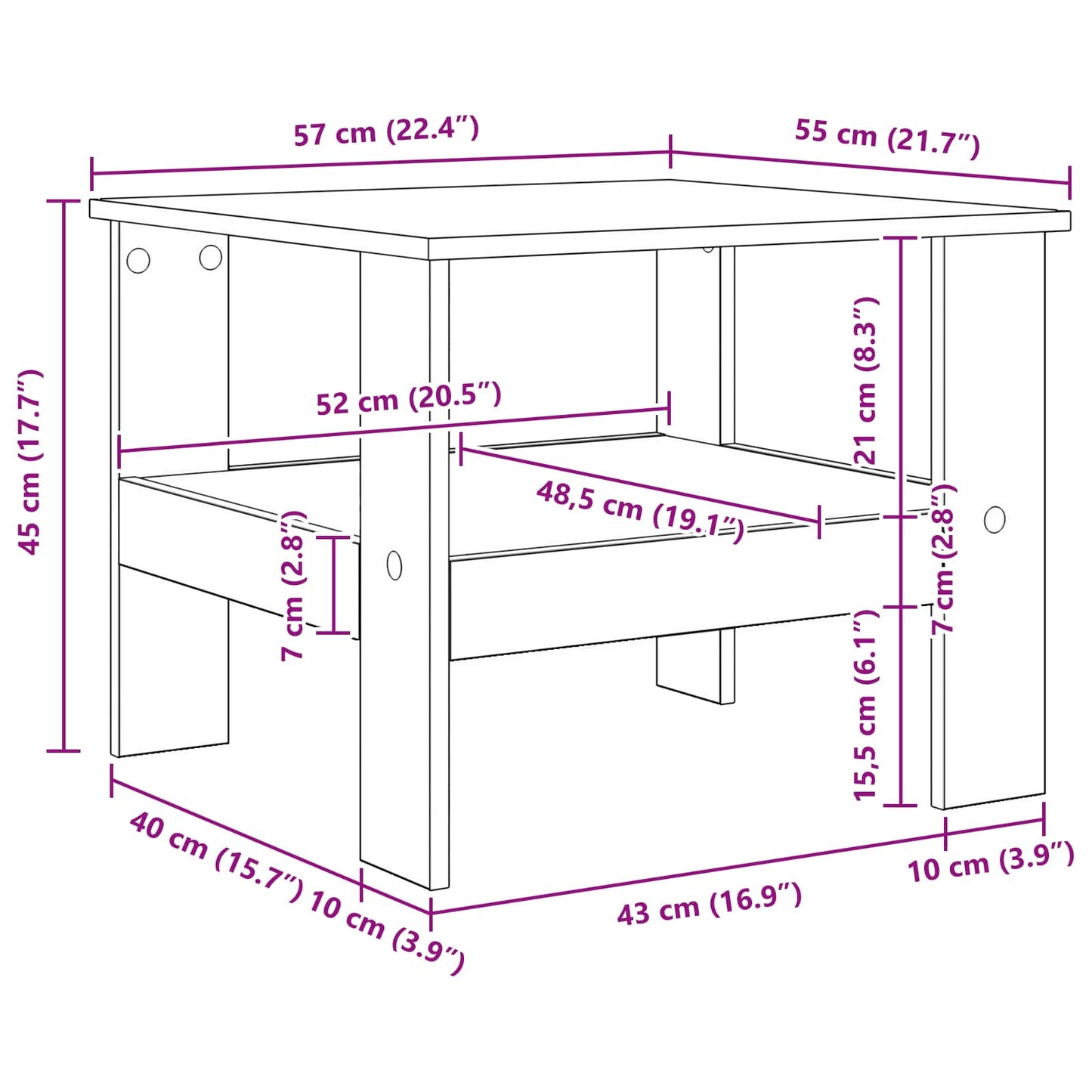 Coffee Table Concrete Grey 57 x 55 x 45 cm Engineered Wood