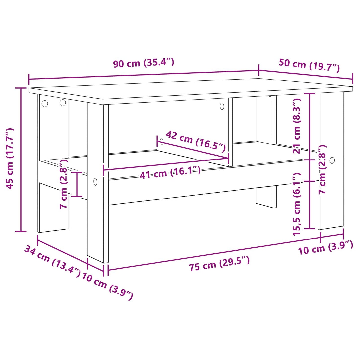 Coffee Table Old Wood 90 x 50 x 45 cm Engineered Wood
