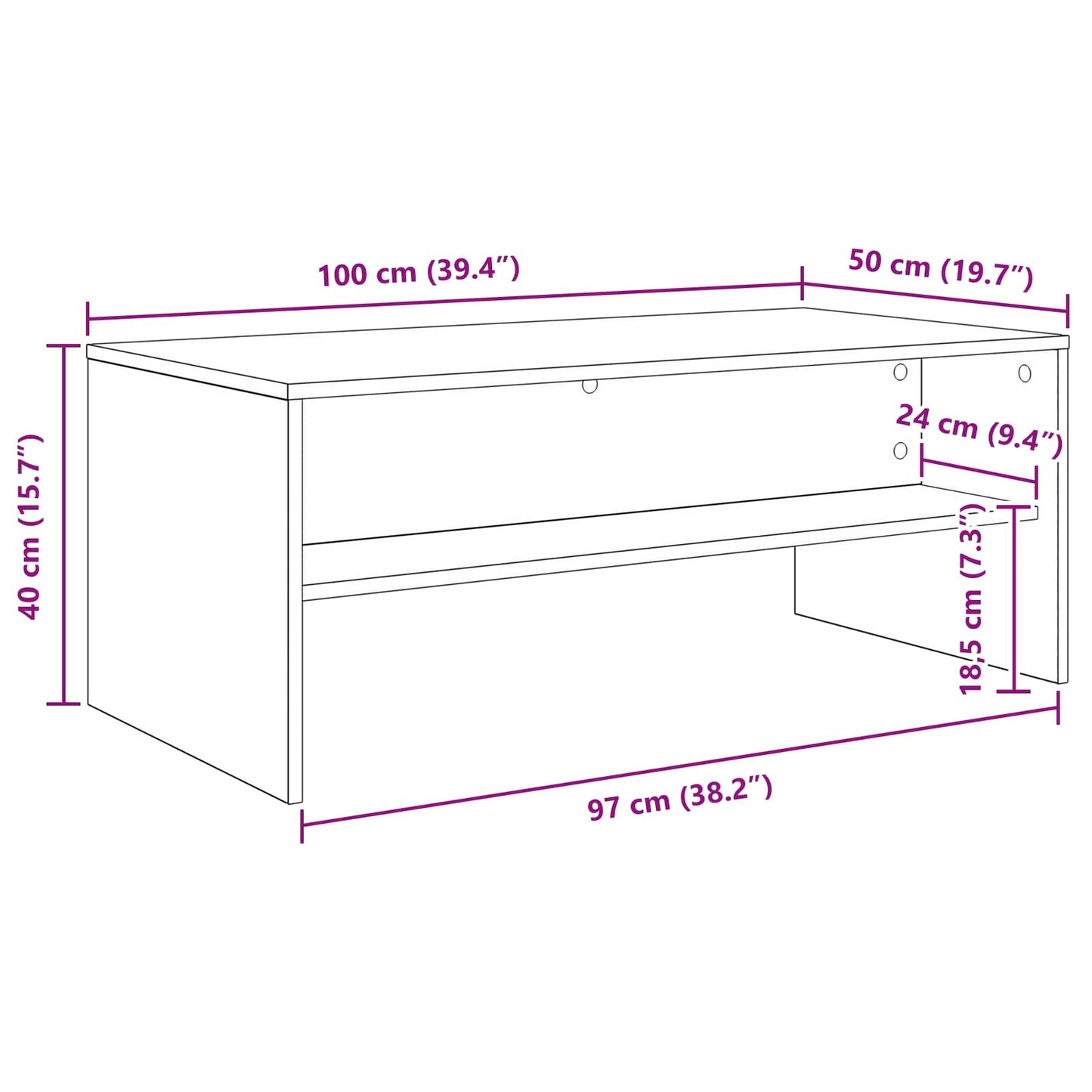 Coffee Table Black Oak 100 x 50 x 40 cm Engineered Wood