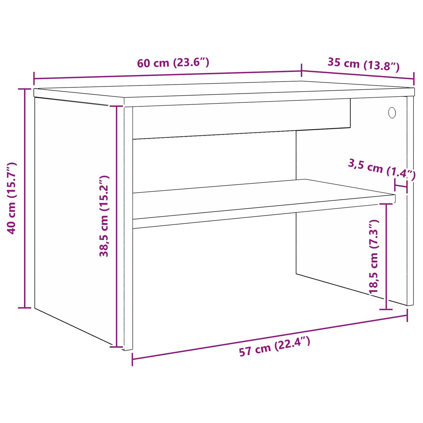 TV Cabinet 60 x 35 x 40 cm Smoked Oak Engineered Wood