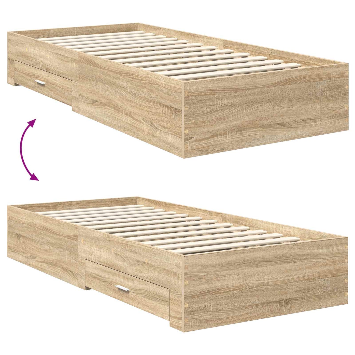 Bed Frame with Headboard Sonoma Oak 90 x 190 cm Engineered Wood