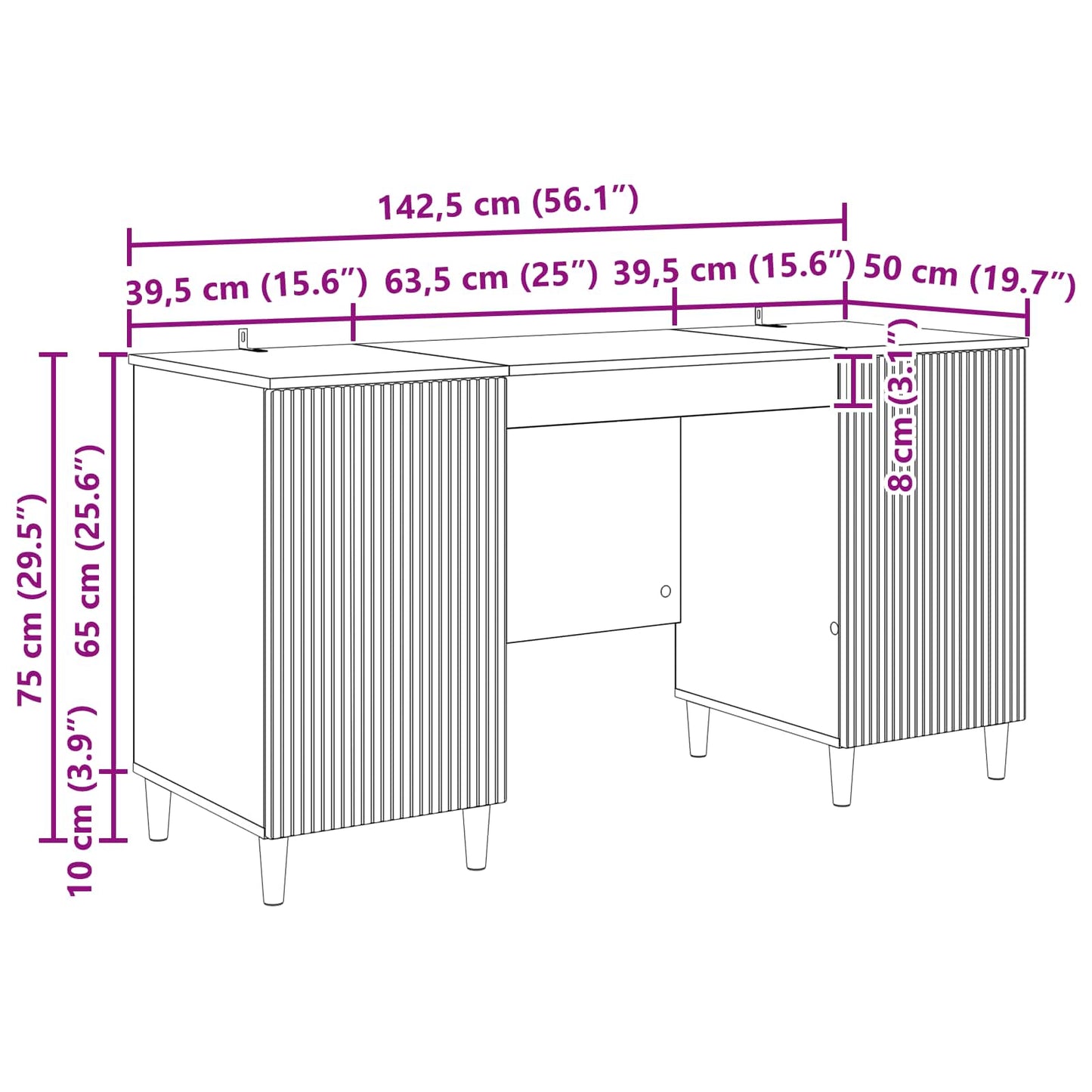 Desk with Shelf Grey Sonoma 142.5 x 50 x 75 cm Engineered Wood