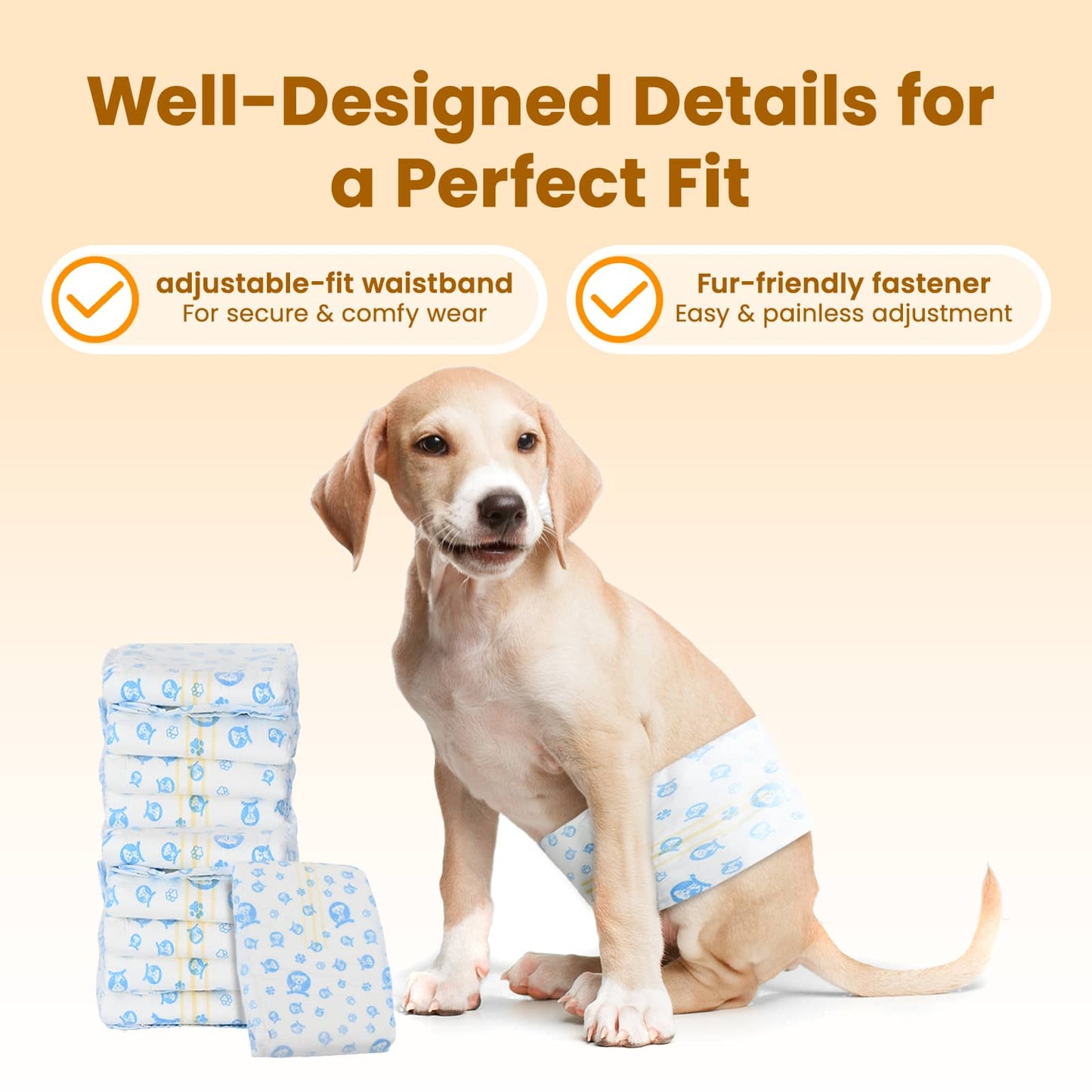 Disposable Dog Diaper Male 30 pcs White L
