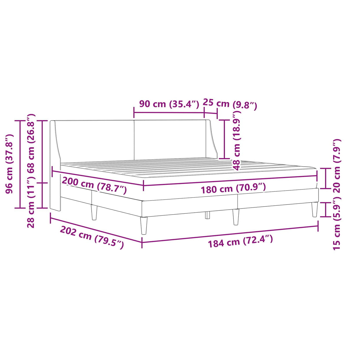 Bed Frame with Mattress Light Grey 180 x 200 cm Fabric