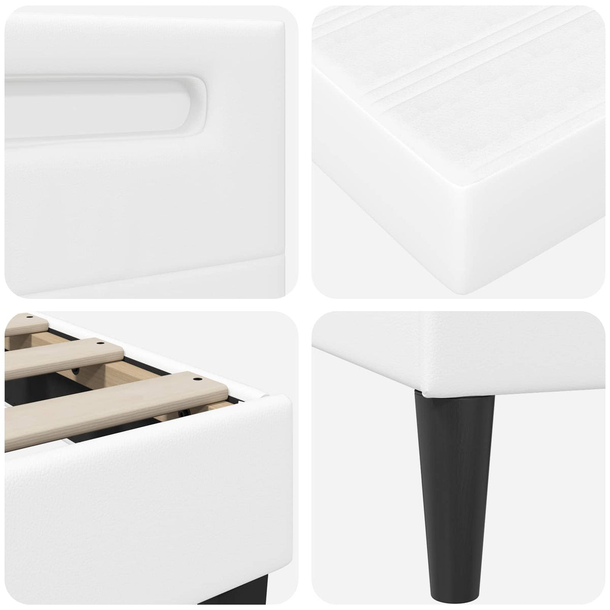 Bed Frame with Mattress White 90 x 190 cm Faux Leather