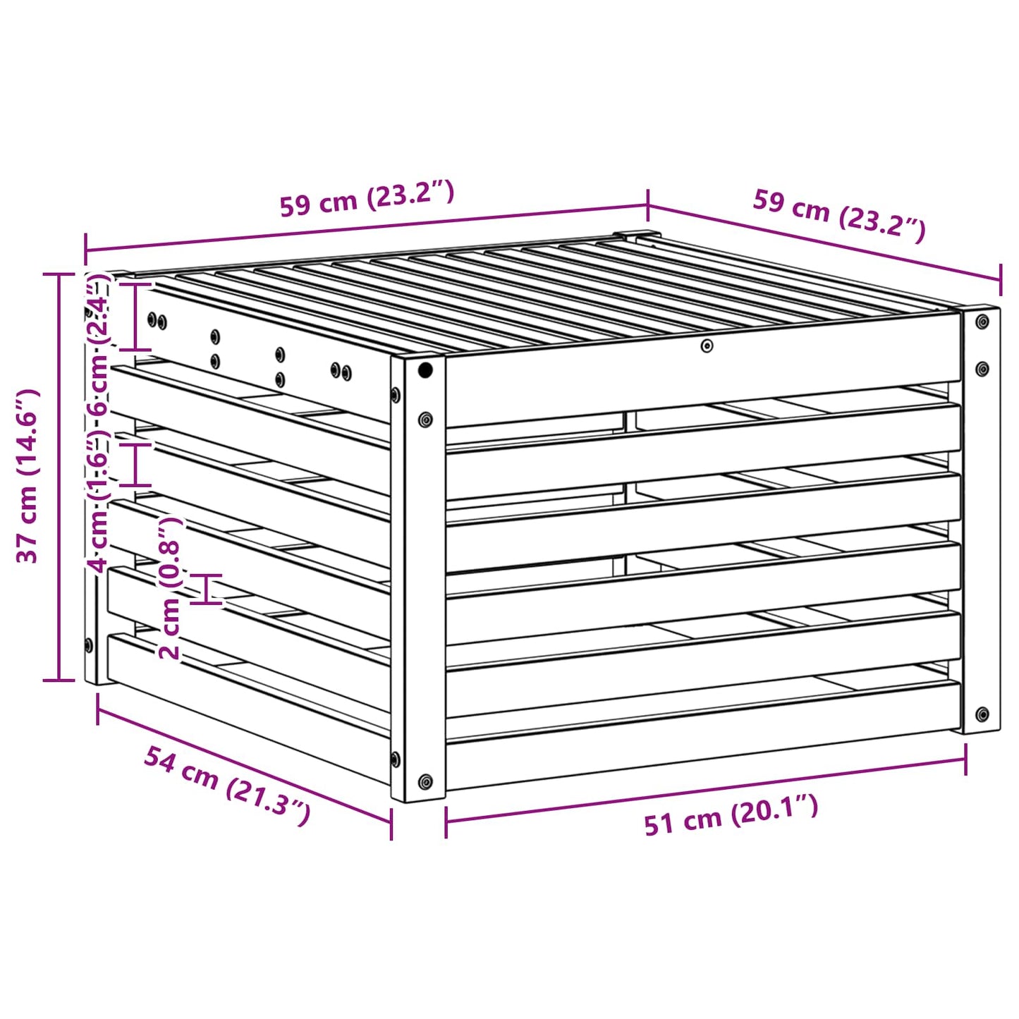 Outdoor Table Solid Acacia Wood White 59 x 59 x 37 cm
