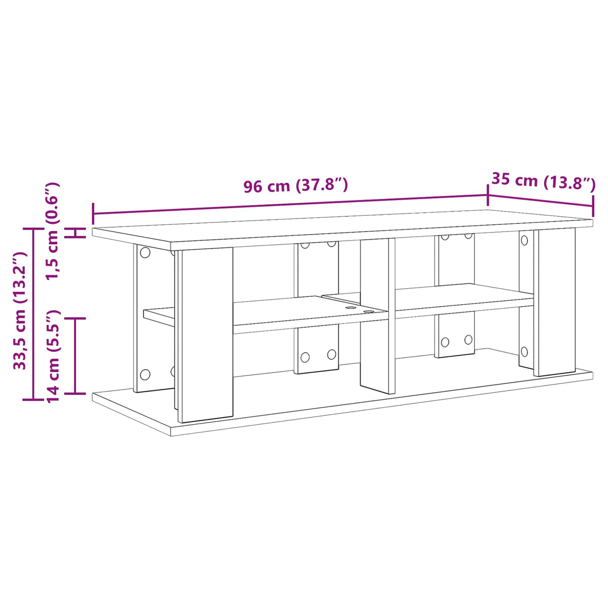 TV stand 96 x 35 x 33.5 cm Grey Sonoma Engineered Wood