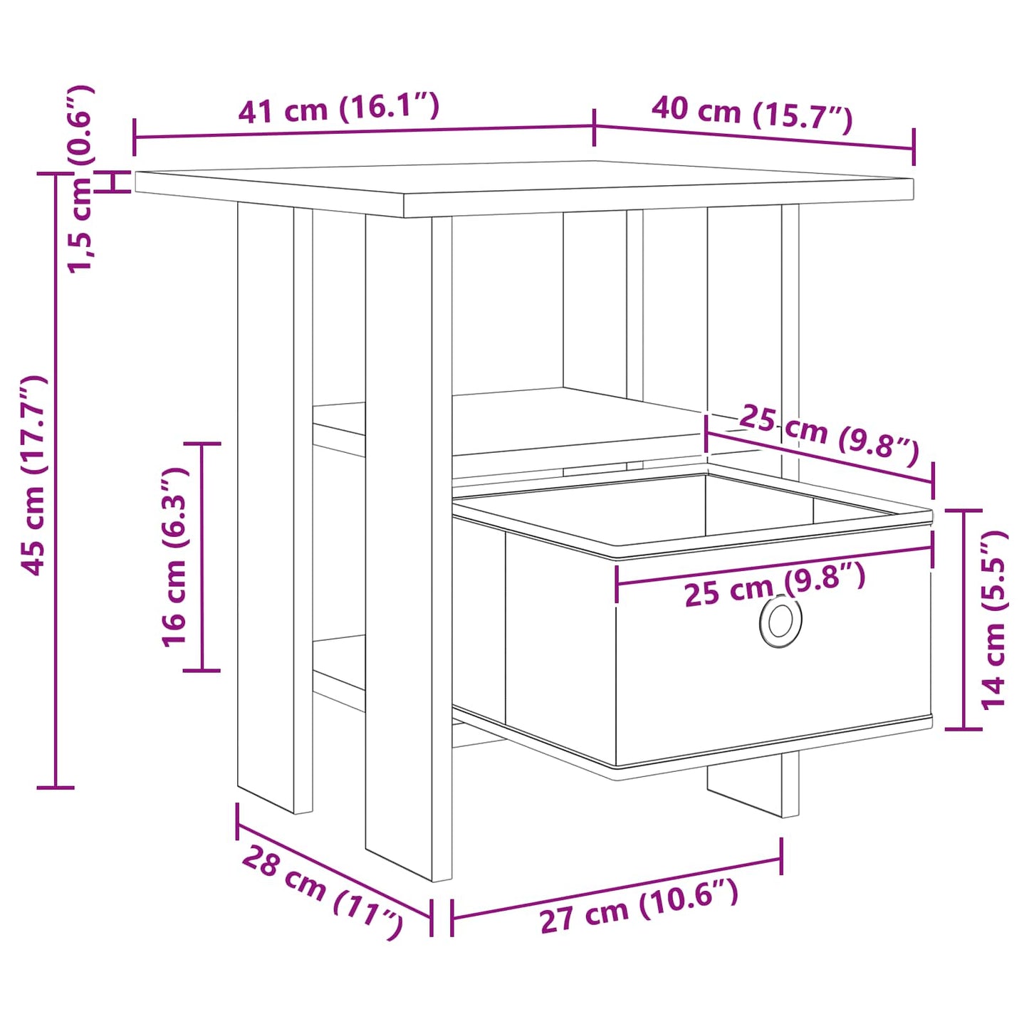 Bedside Table 2 pcs Old Wood 41 x 40 x 45 cm Engineered Wood