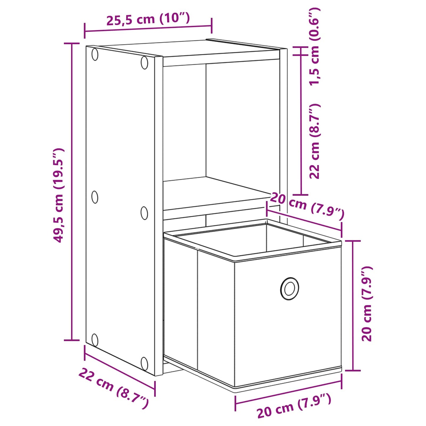 Bedside Table 2 pcs Concrete Grey 25.5 x 22 x 49.5 cm