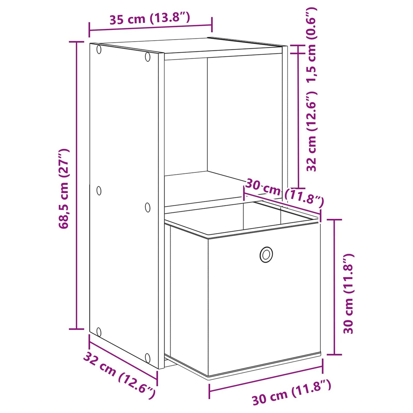 Bedside Table 2 pcs White 35 x 32 x 68.5 cm Engineered Wood