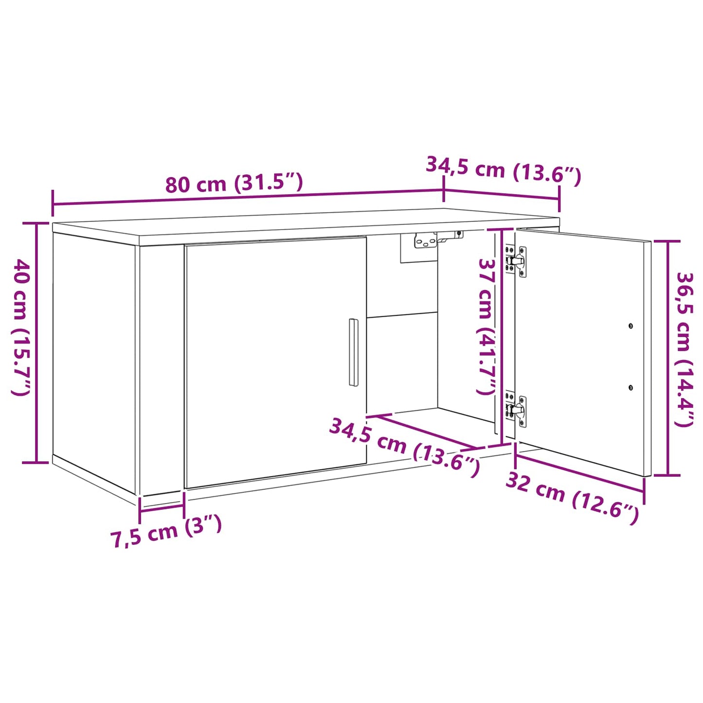 Wall-mounted TV Cabinet Set 2 pcs Artisan Oak Engineered Wood