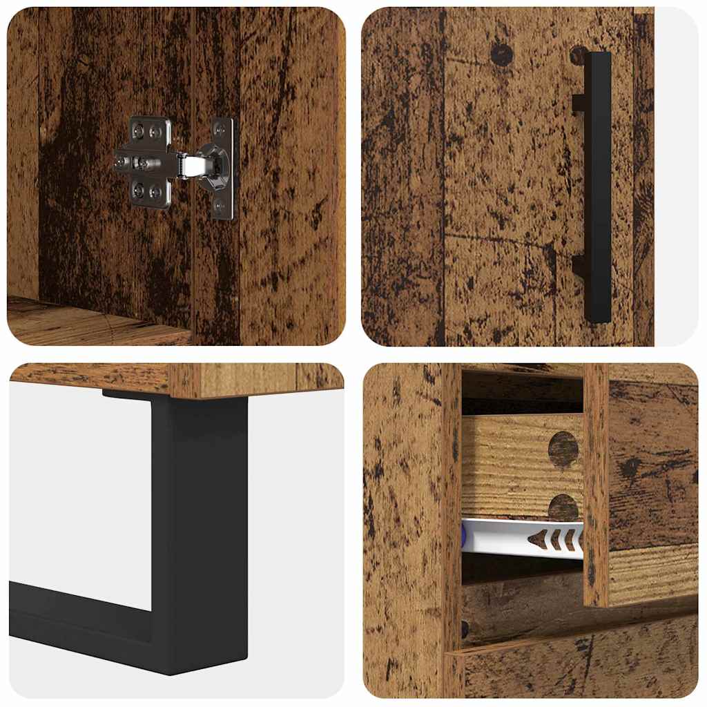 Highboard with Drawer 2 pcs Old Wood Engineered Wood