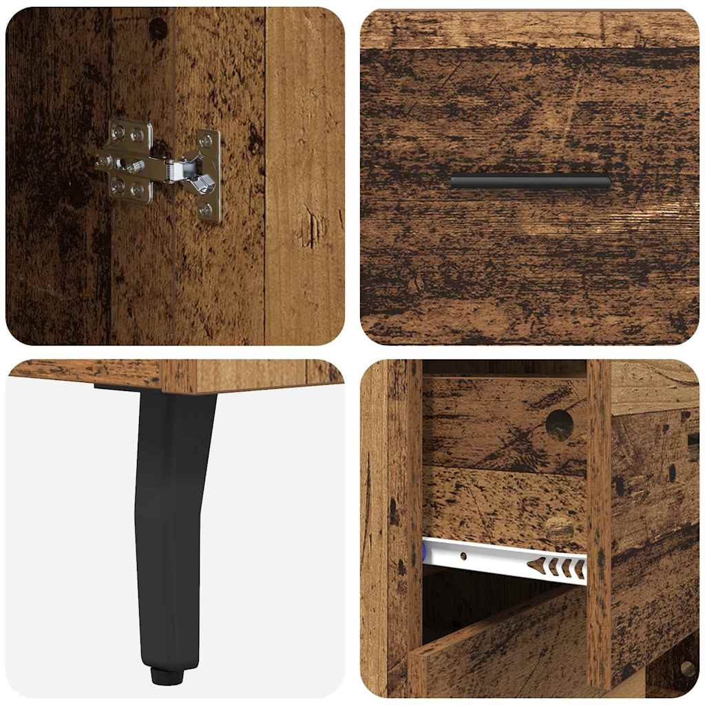 Highboard with Drawer 2 pcs Old Wood Engineered Wood and Glass