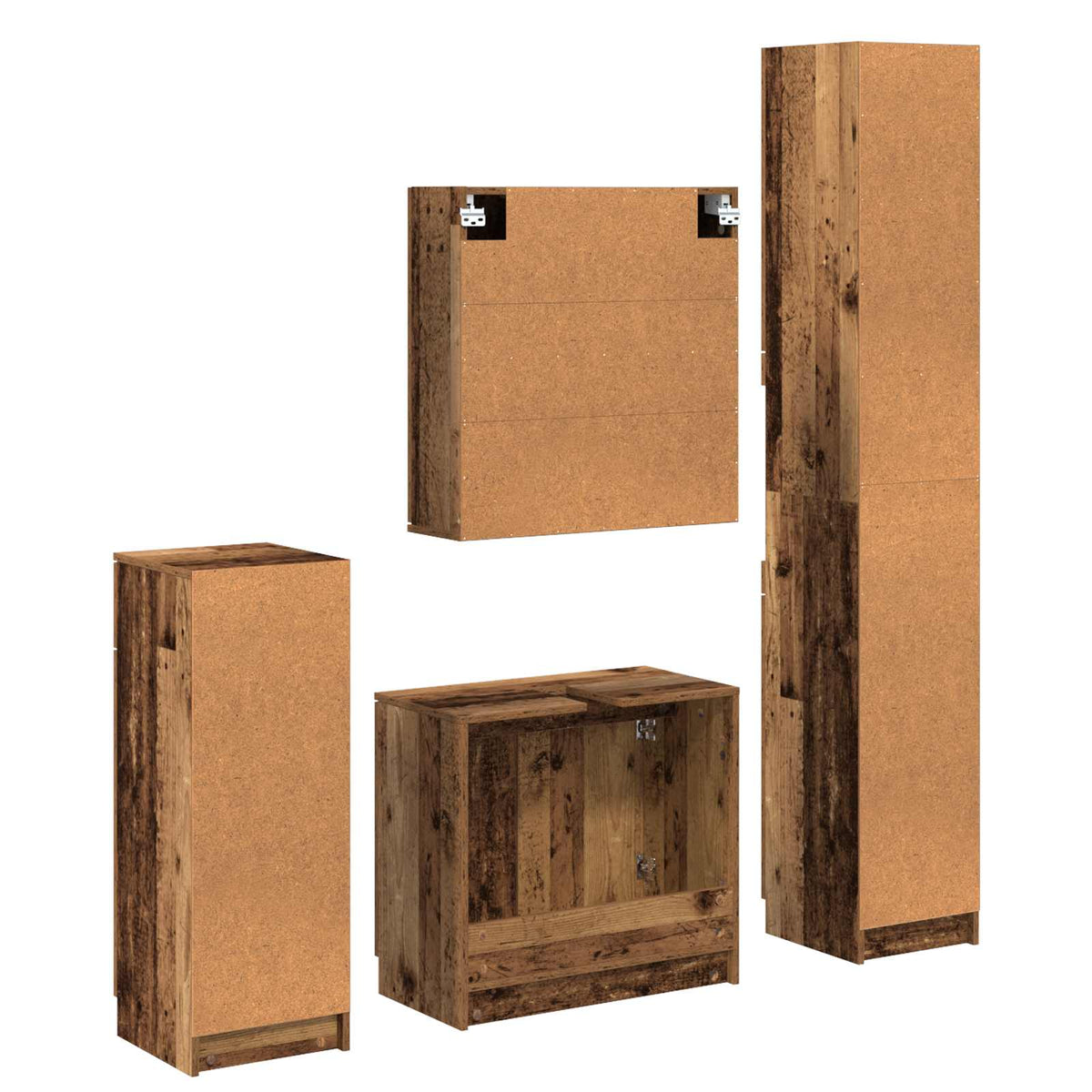 Bathroom Furniture Set 4 pcs Old Wood Engineered Wood