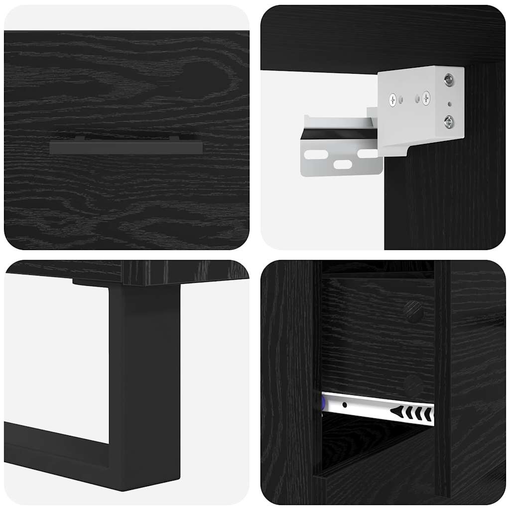 Highboard with Drawer 2 pcs Black Oak Engineered Wood