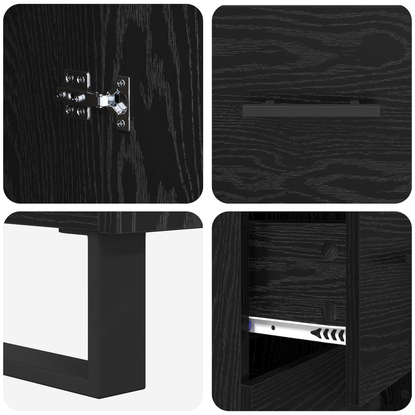 Highboard with Drawer 2 pcs Black Oak 69.5 x 34 x 180 cm
