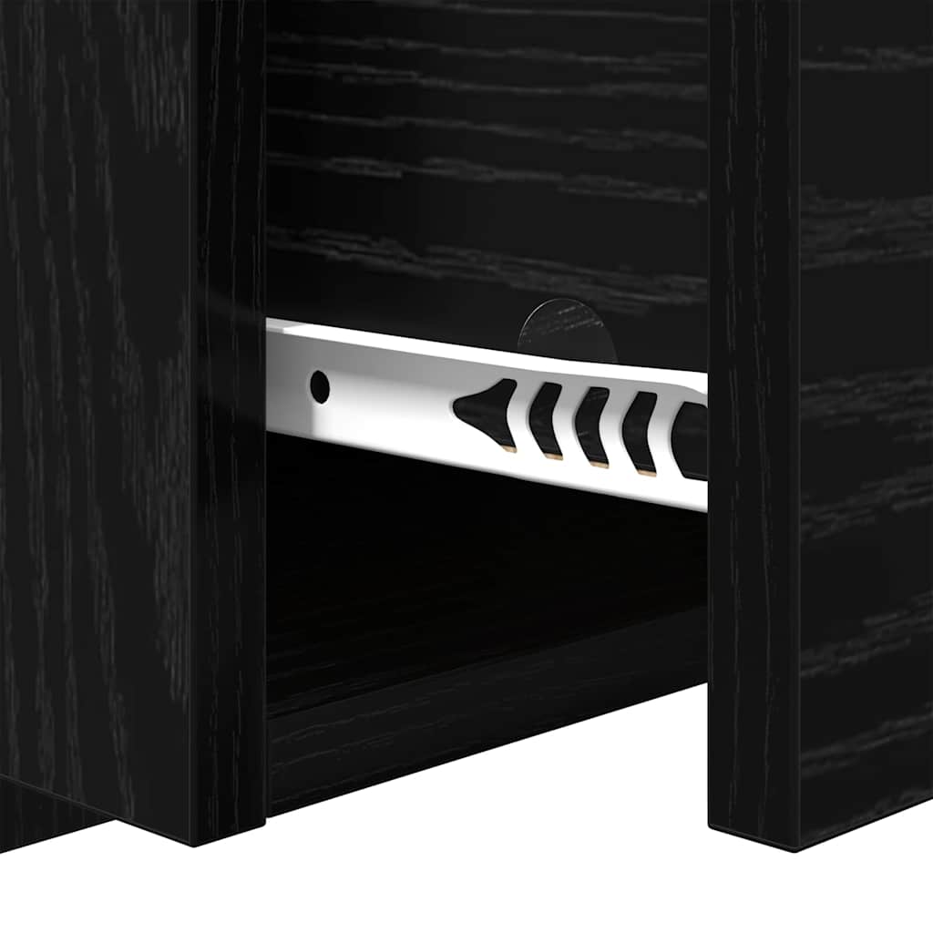 Headboard with Cabinet 3 pcs Black Oak Engineered Wood