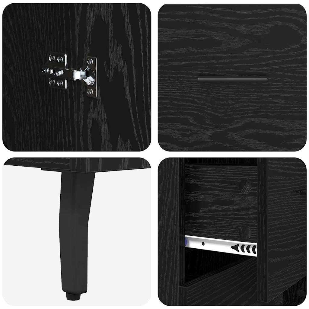 Highboard with Drawer Black Oak 69.5 x 34 x 180 cm